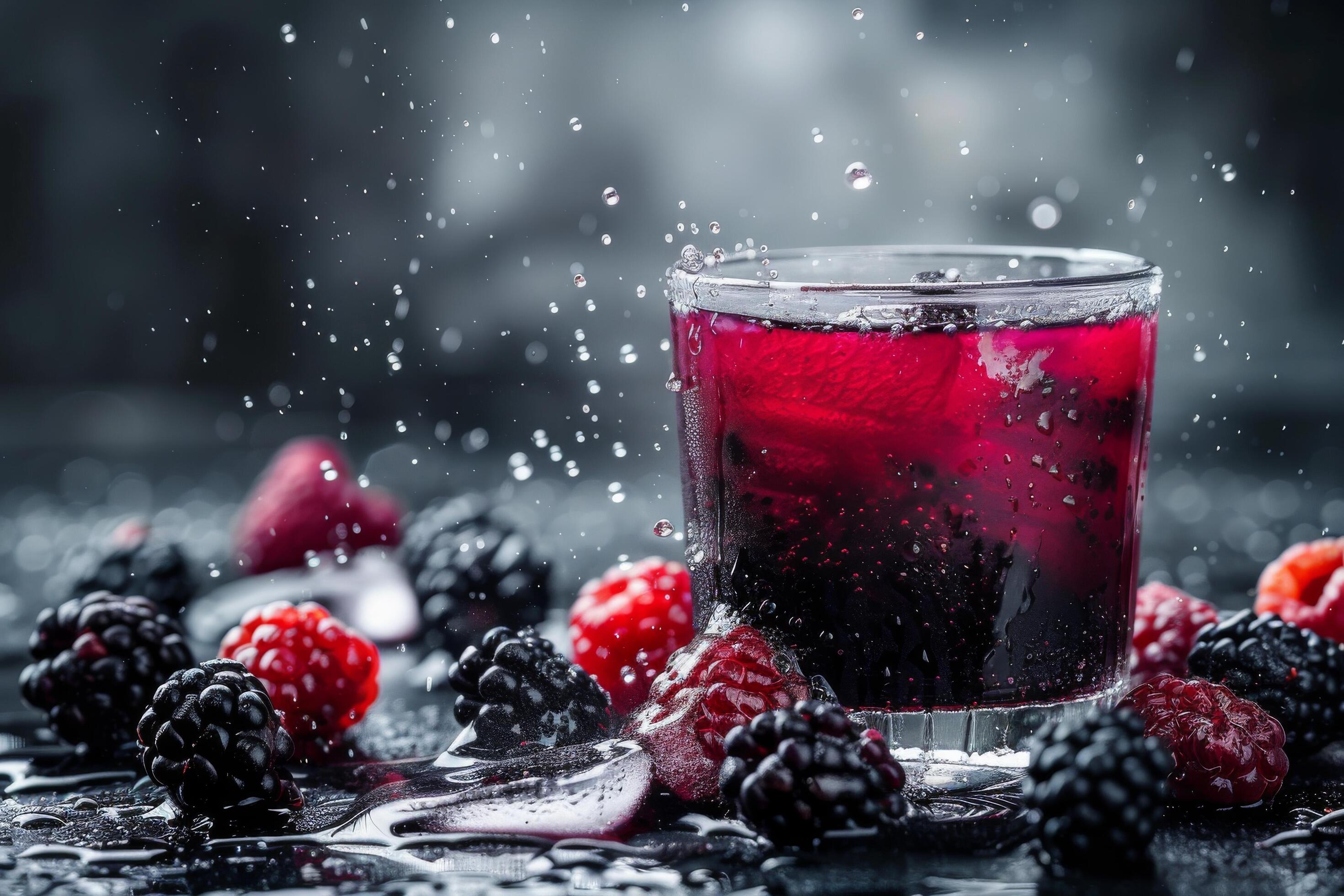 Mouthwatering blackberry juice backgrounds for illustration Stock Free