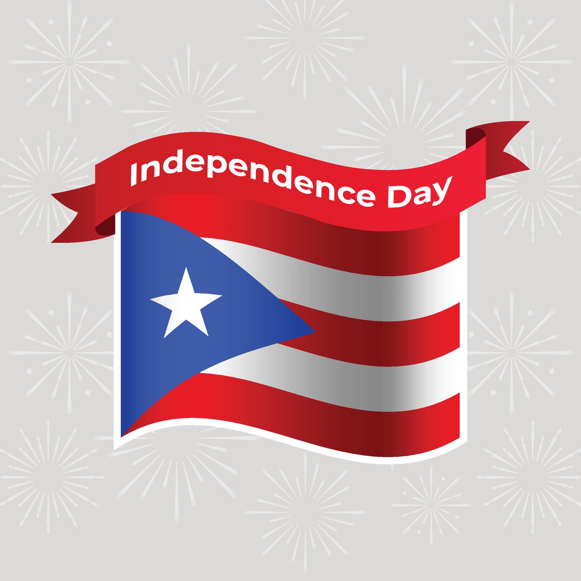 Puerto Rico Wavy Flag Independence Day Banner Background Free Vector