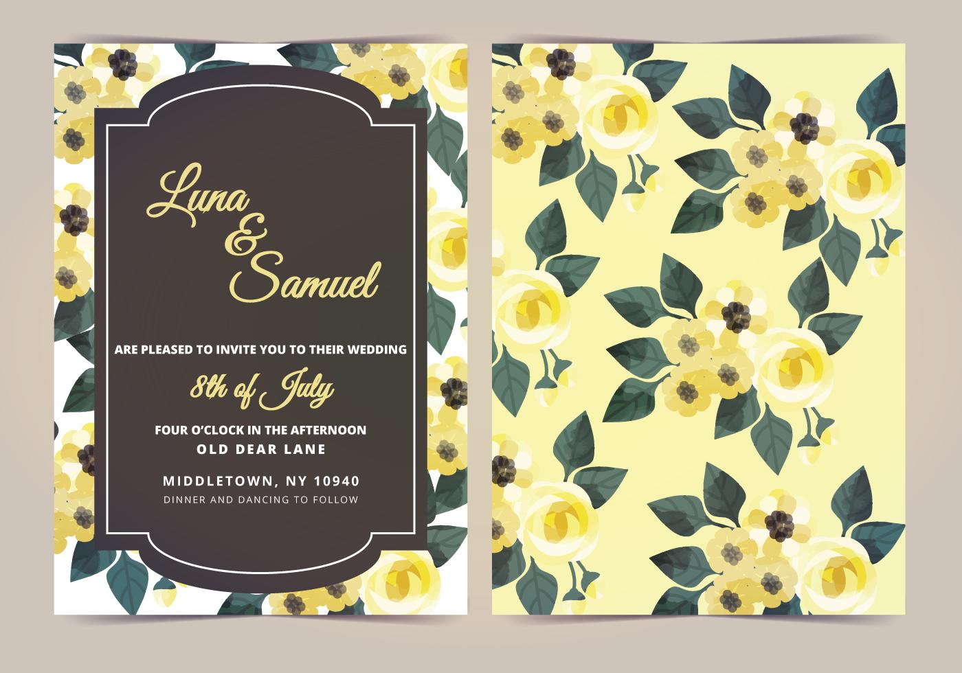 Vector Lemon Yellow Flower Wedding Invite Stock Free