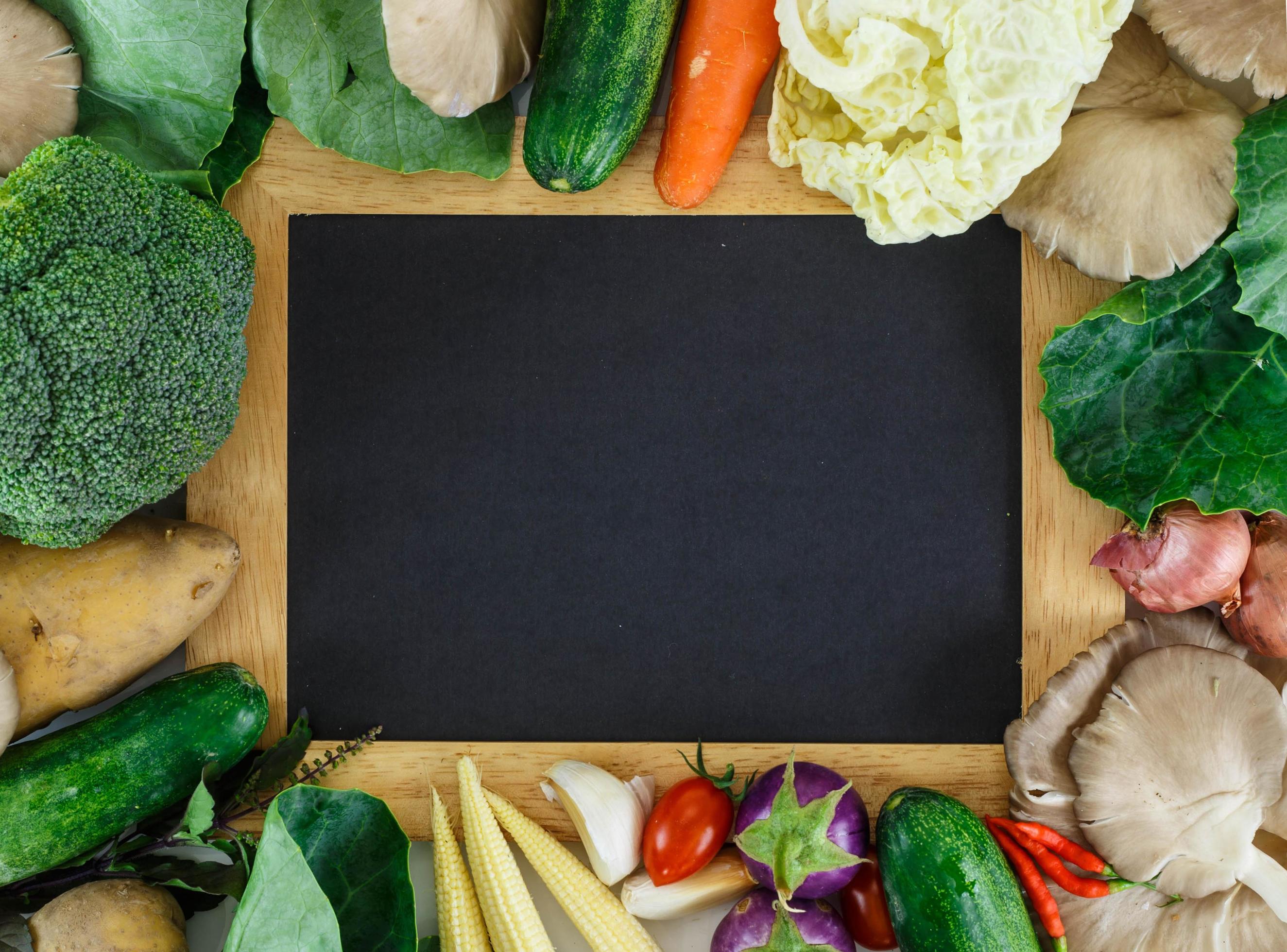 Food background vegetable and frame Stock Free