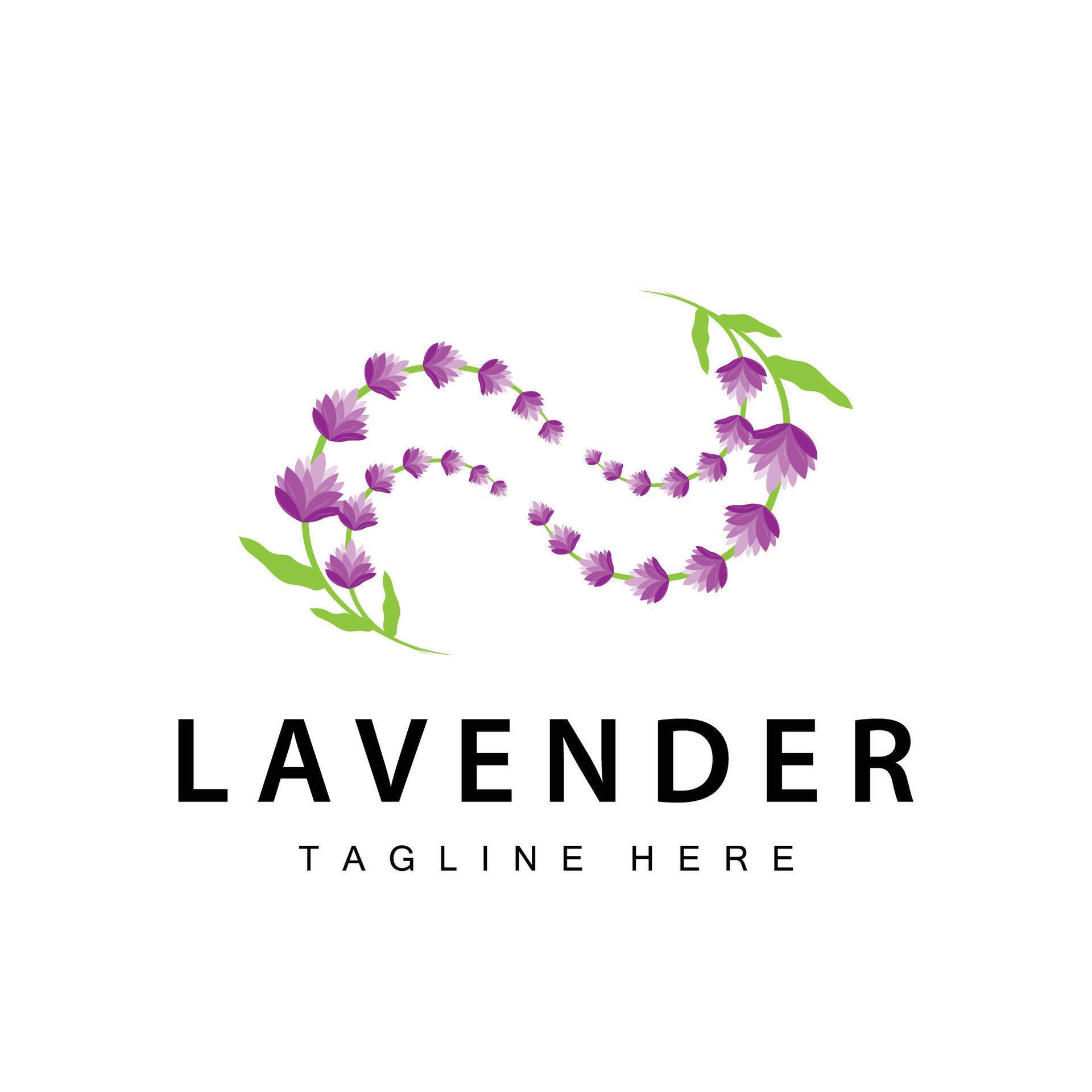 Lavender logo simple design vector cosmetic plant purple color and aromatherapy lavender flower garden template Stock Free