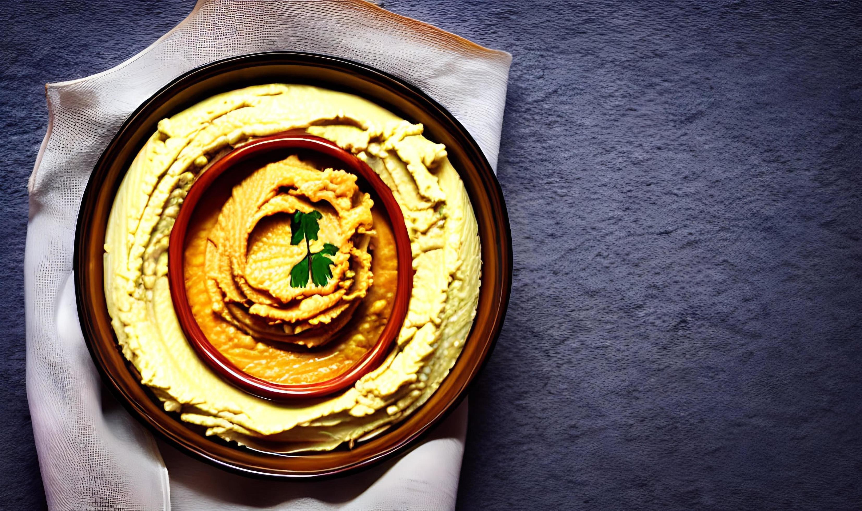 Healthy food. Traditional freshly made organic hummus. Stock Free