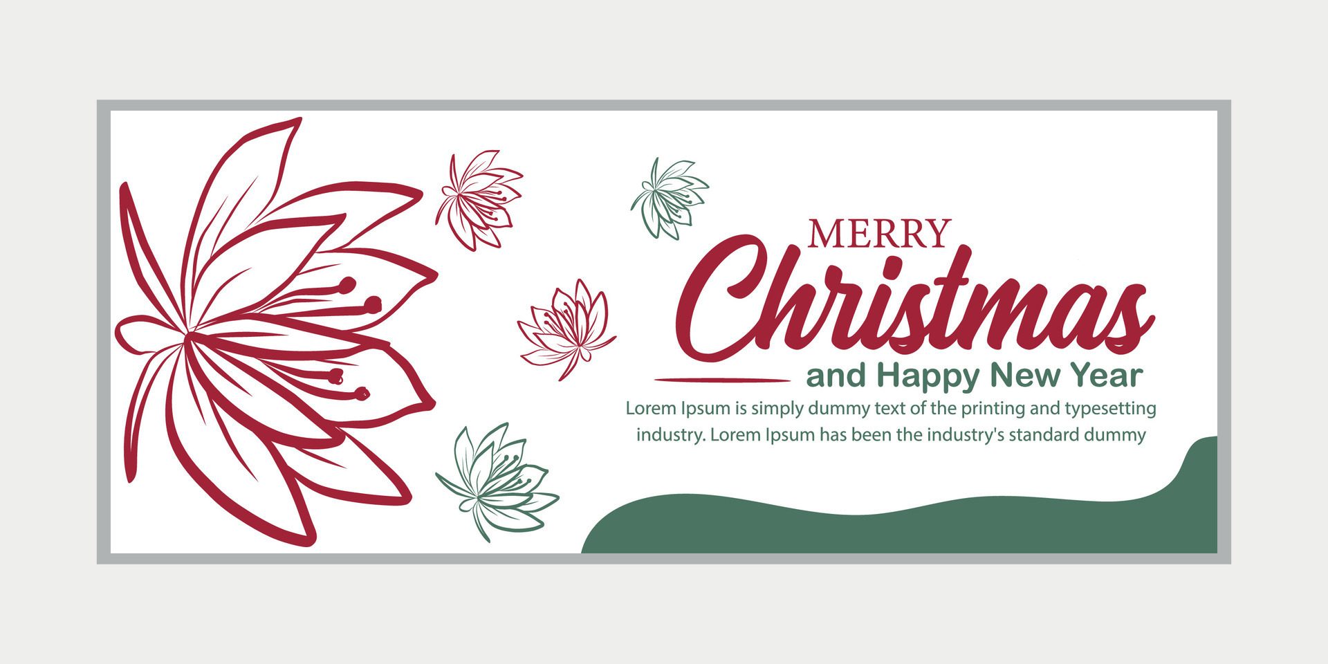 merry christmas banner set and happy new year banner, social media cover and web banner Free Vector