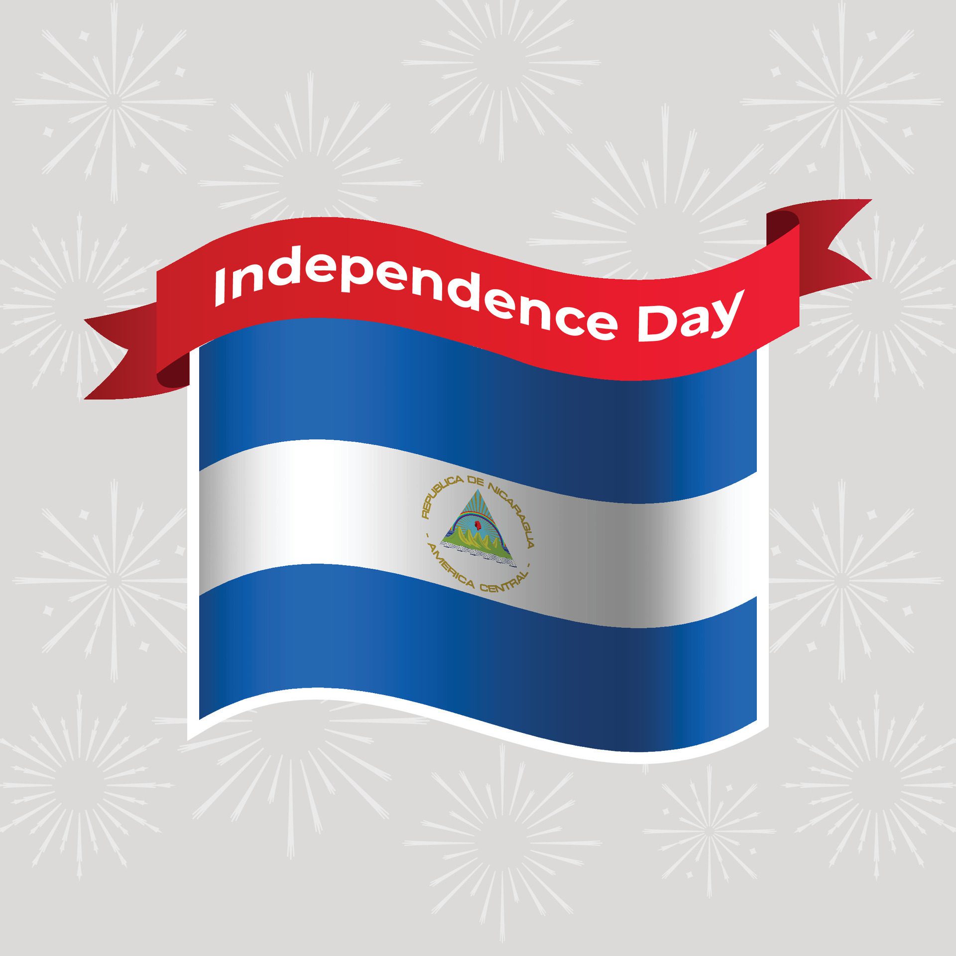 Nicaragua Wavy Flag Independence Day Banner Background Free Vector