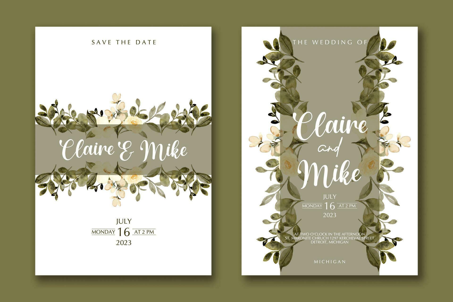 Wedding invitation template with flower Stock Free