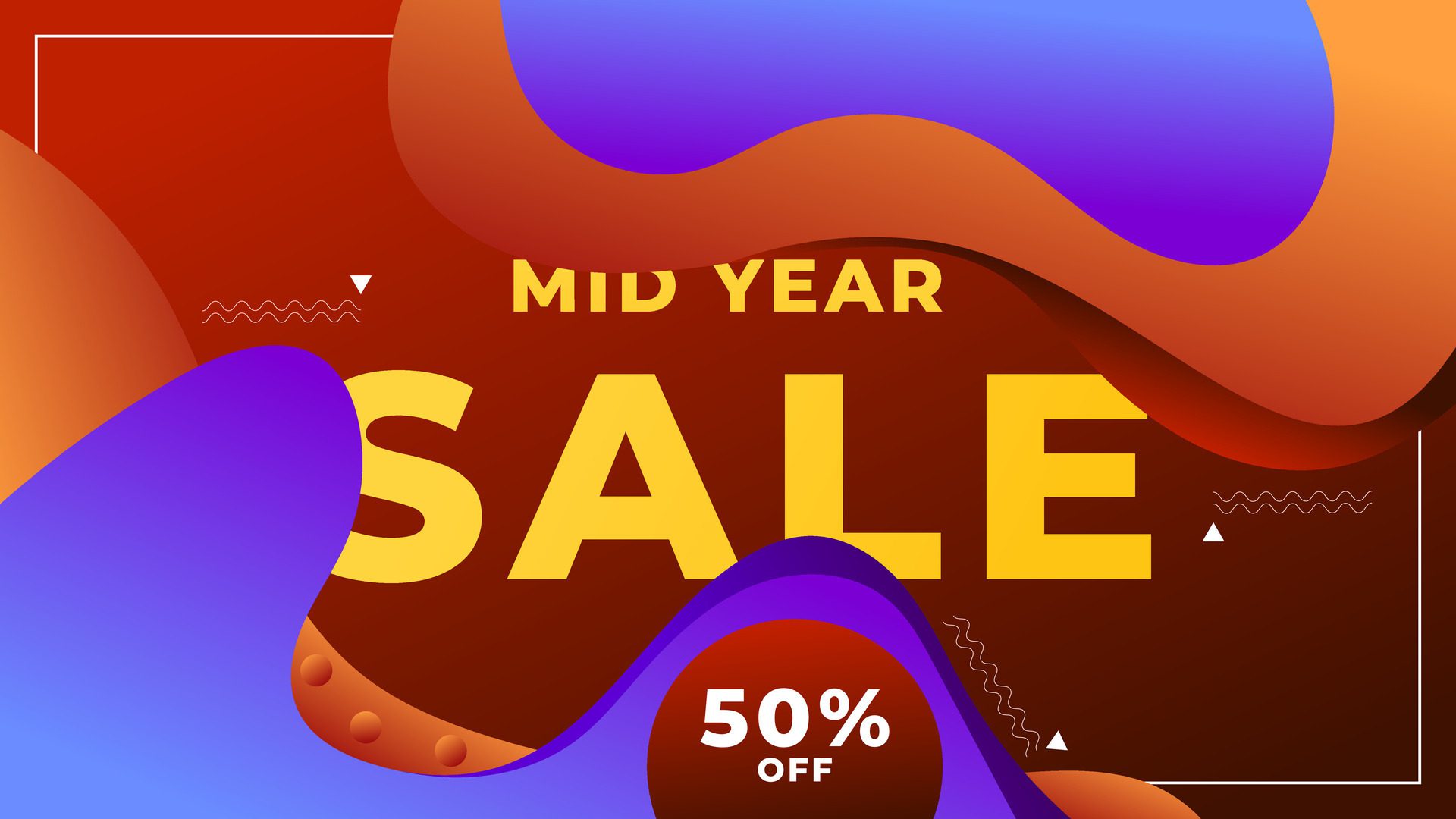 MID YEAR SALE OFFERS AND PROMOTION TEMPLATE BANNER DESIGN.COLORFUL GRADIENT COLOR BACKGROUND VECTOR. GOOD FOR SOCIAL MEDIA POST, COVER , POSTER Free Vector