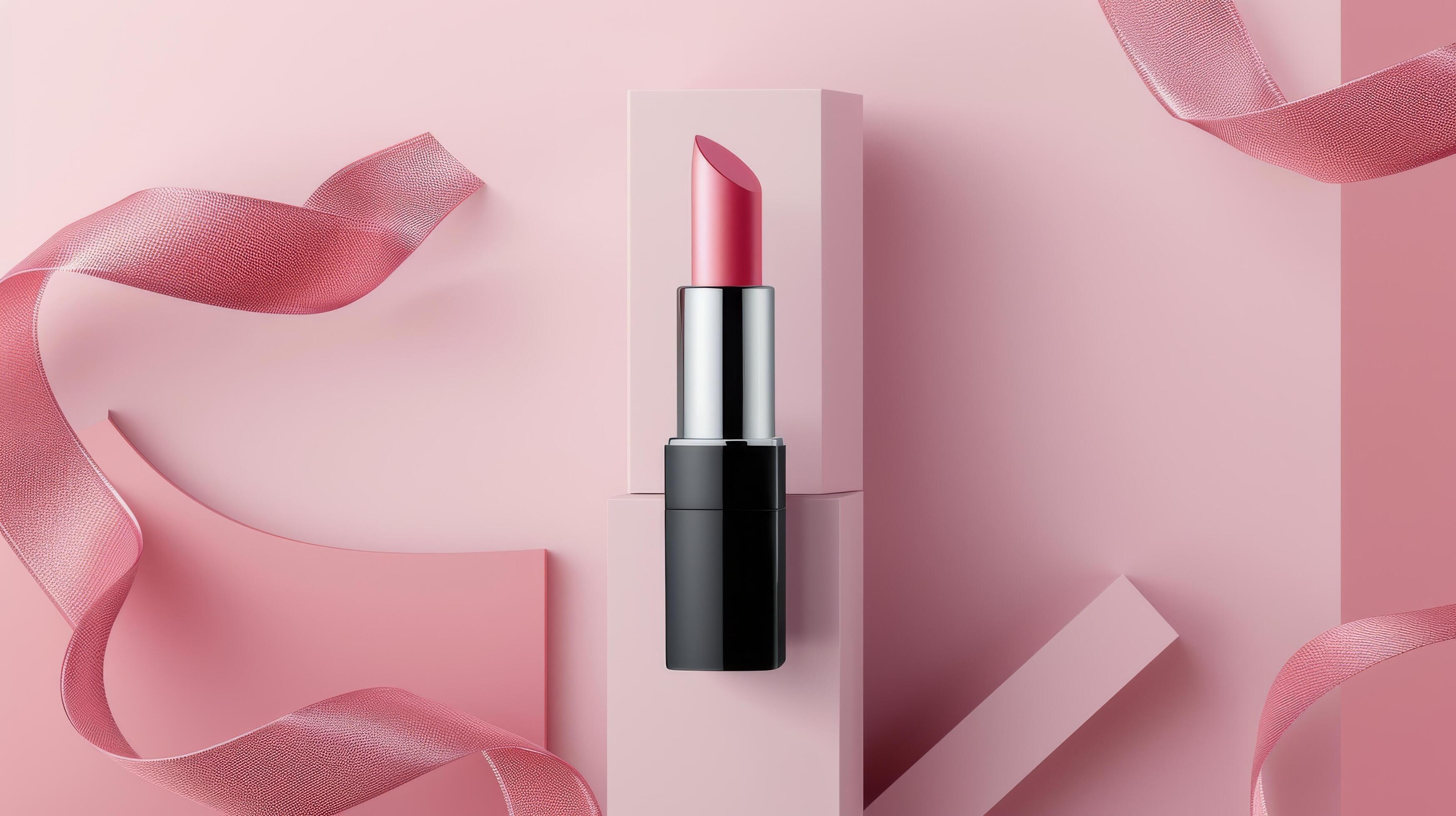 Pink Lipstick on Pink Background Stock Free