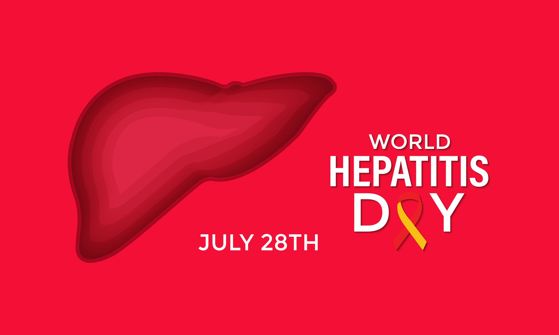 illustration of World Hepatitis Day ,July 28. Hand with liver and ribbon design illustration. Banner poster, flyer and background design. Free Vector