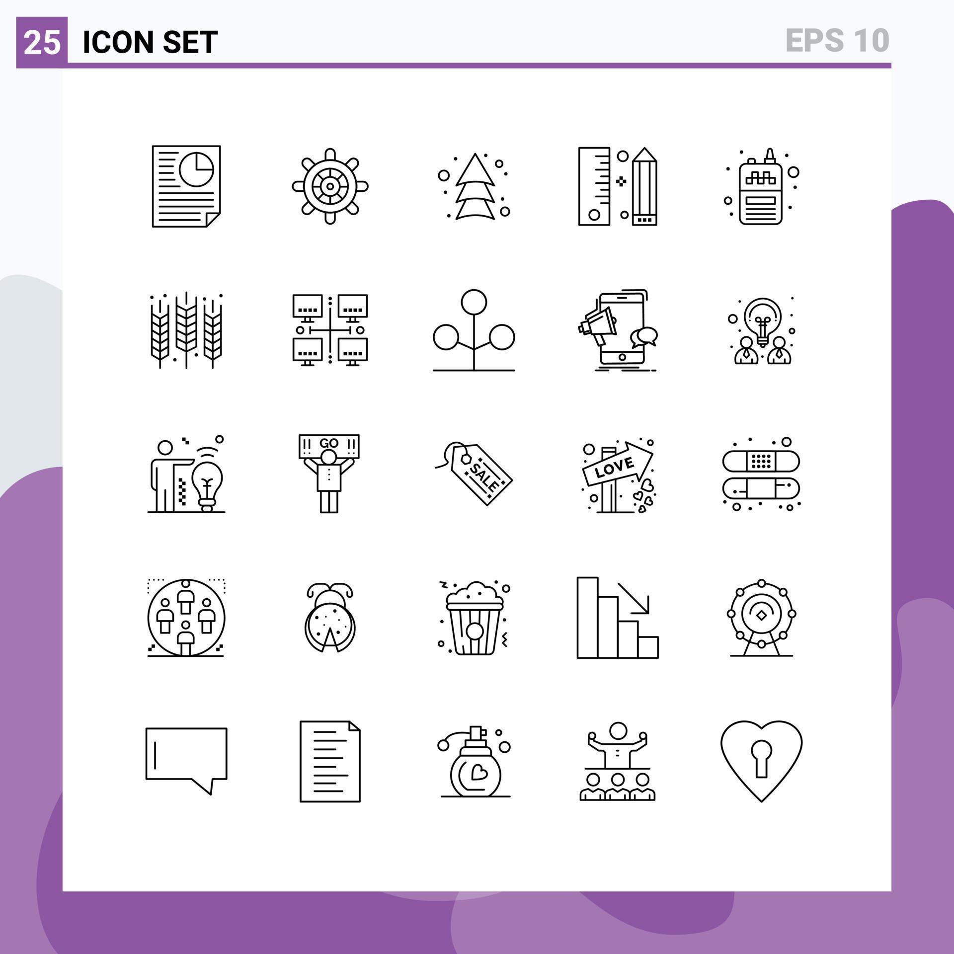 Universal Icon Symbols Group of 25 Modern Lines of radio programing arrows pencil design Editable Vector Design Elements Stock Free