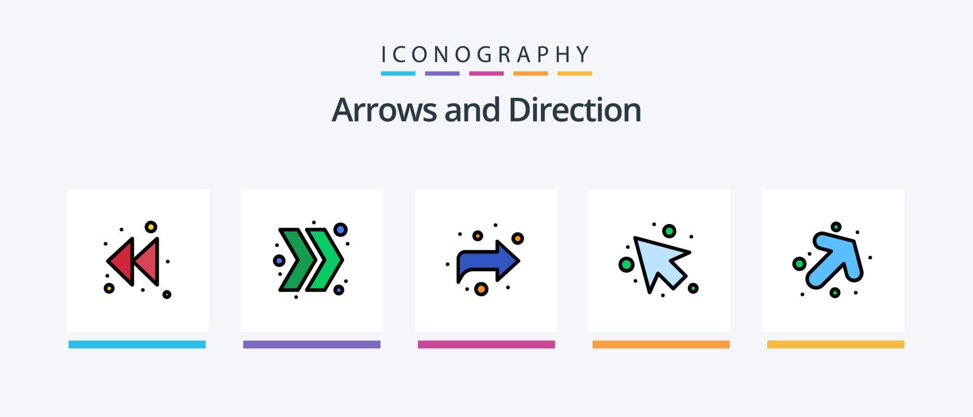 Arrow Line Filled 5 Icon Pack Including . up. left. Creative Icons Design Stock Free