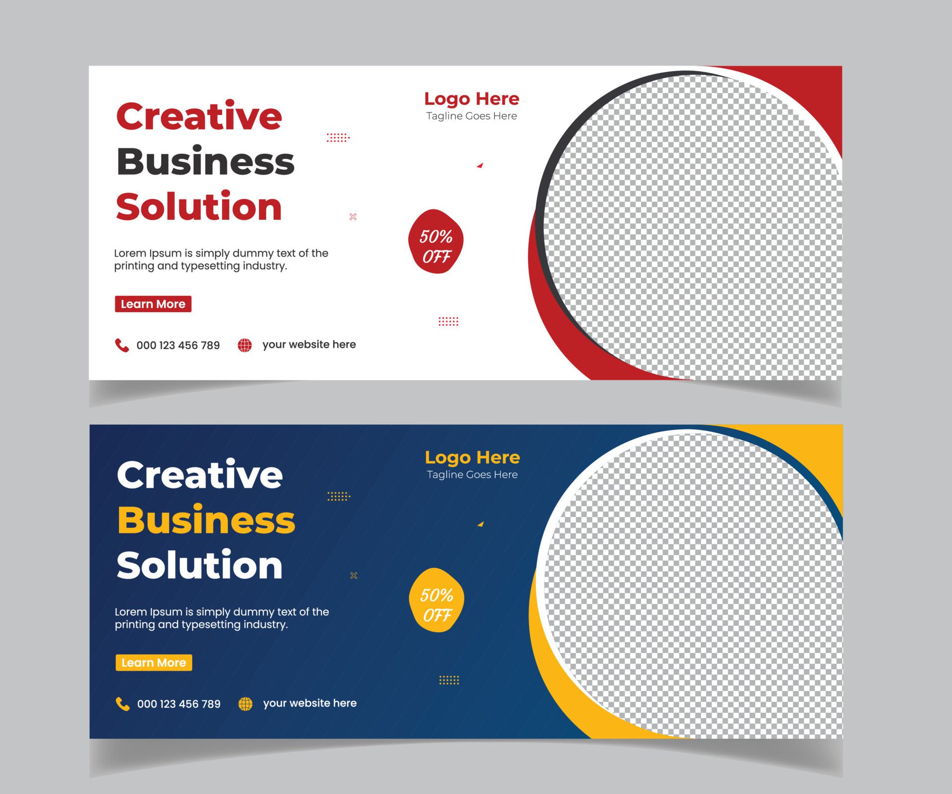 Creative marketing solution business web banner and social media post banner template design Free Vector