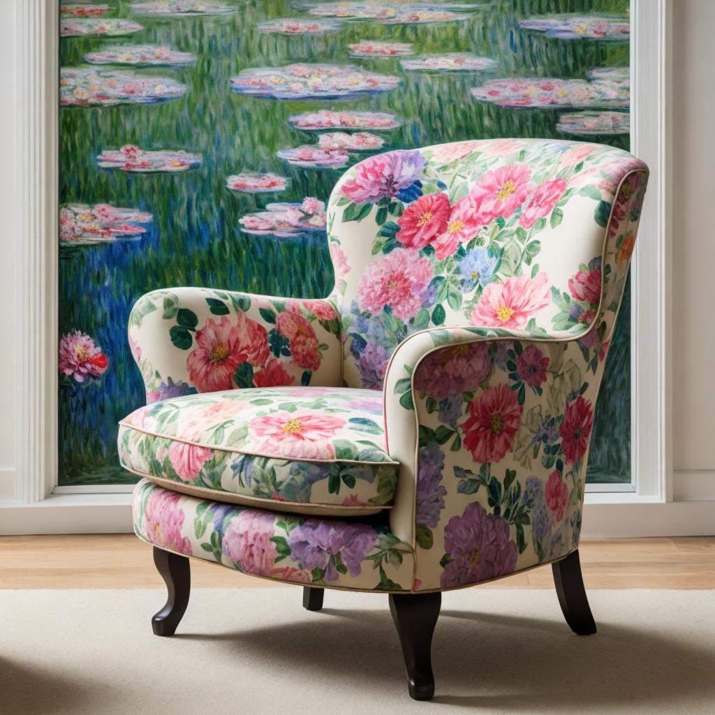 Monet, Floral chair design by @ai_generated