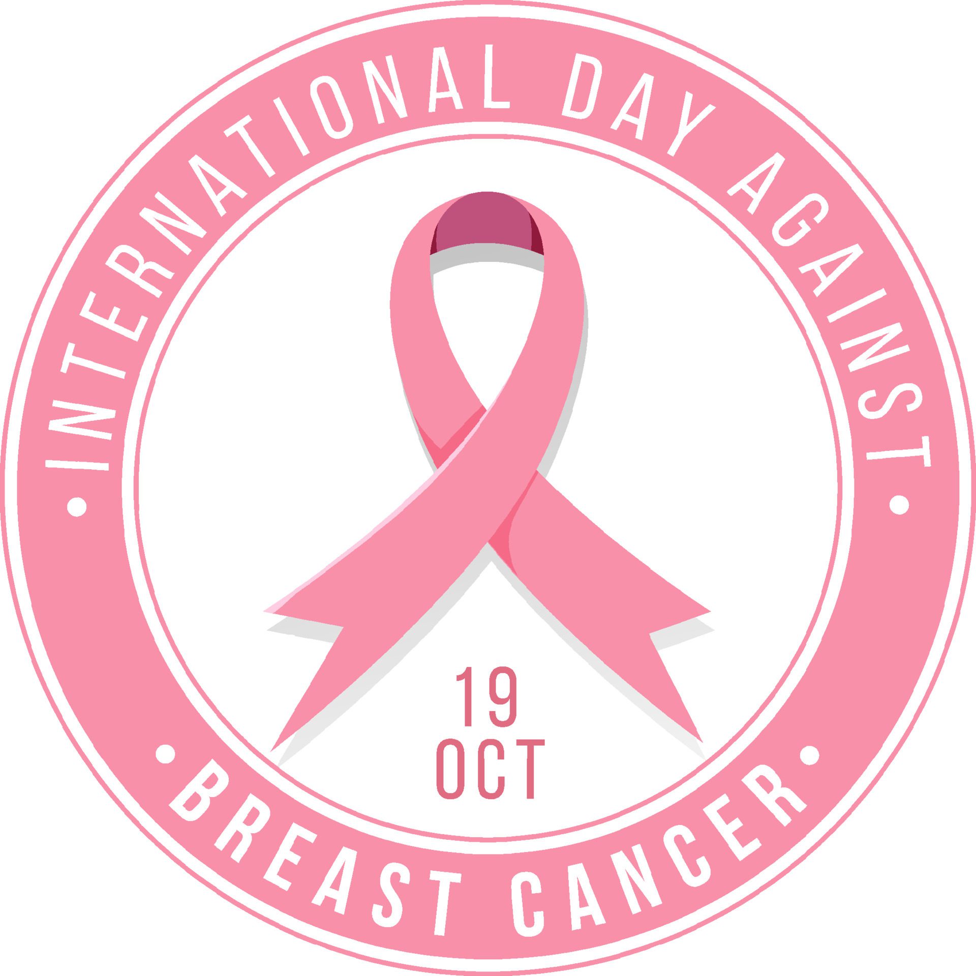 International Day Against Breast Cancer banner with pink ribbon symbol Free Vector