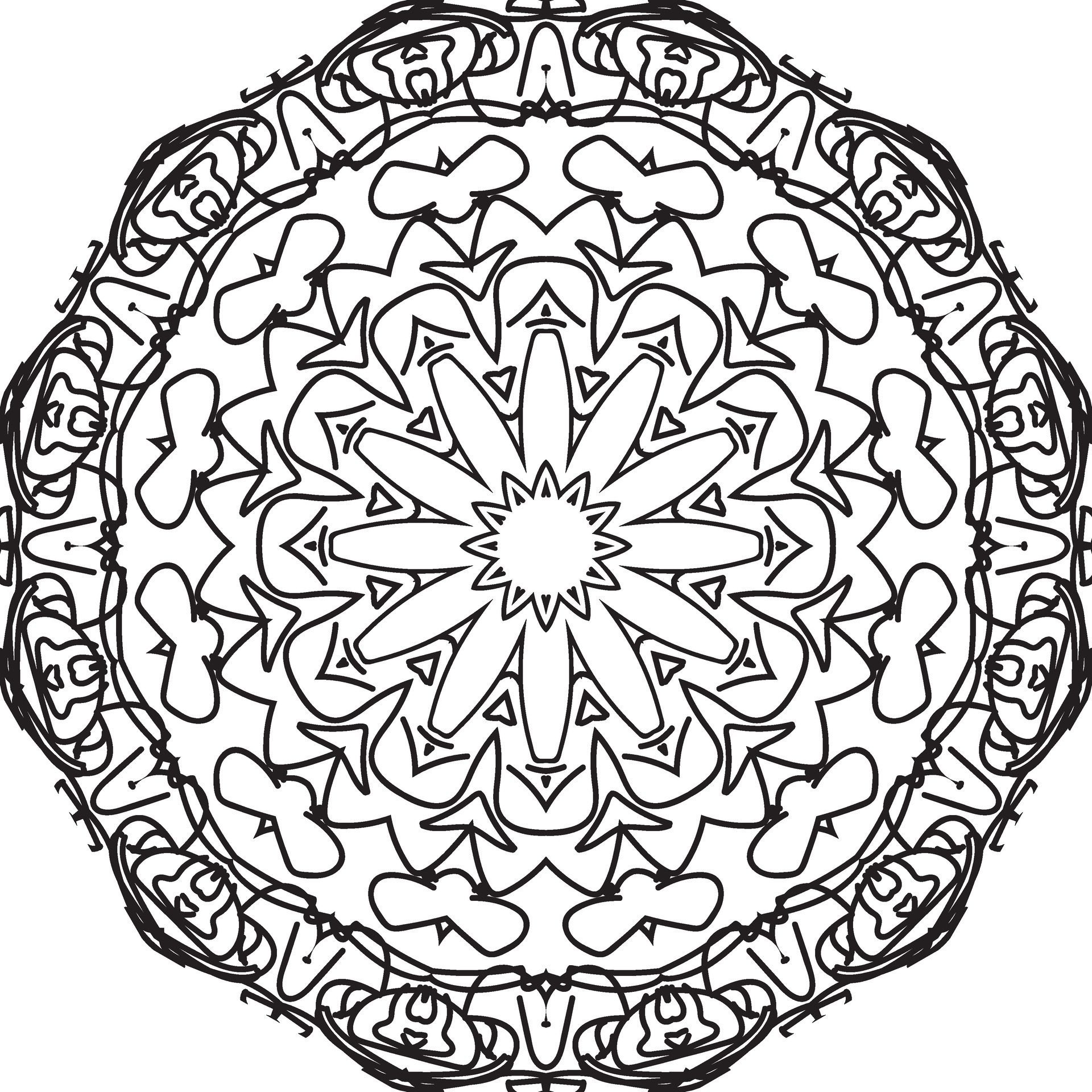 Circular pattern in form of mandala for Henna, Mehndi, tattoo, decoration. Decorative ornament in ethnic oriental style. Coloring book page. Free Vector