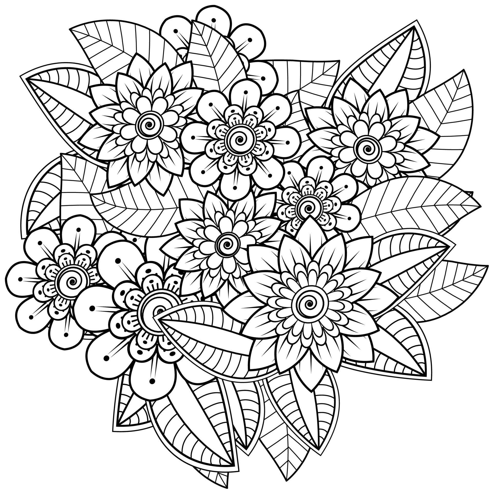 mehndi flower decorative ornament in ethnic oriental style Stock Free