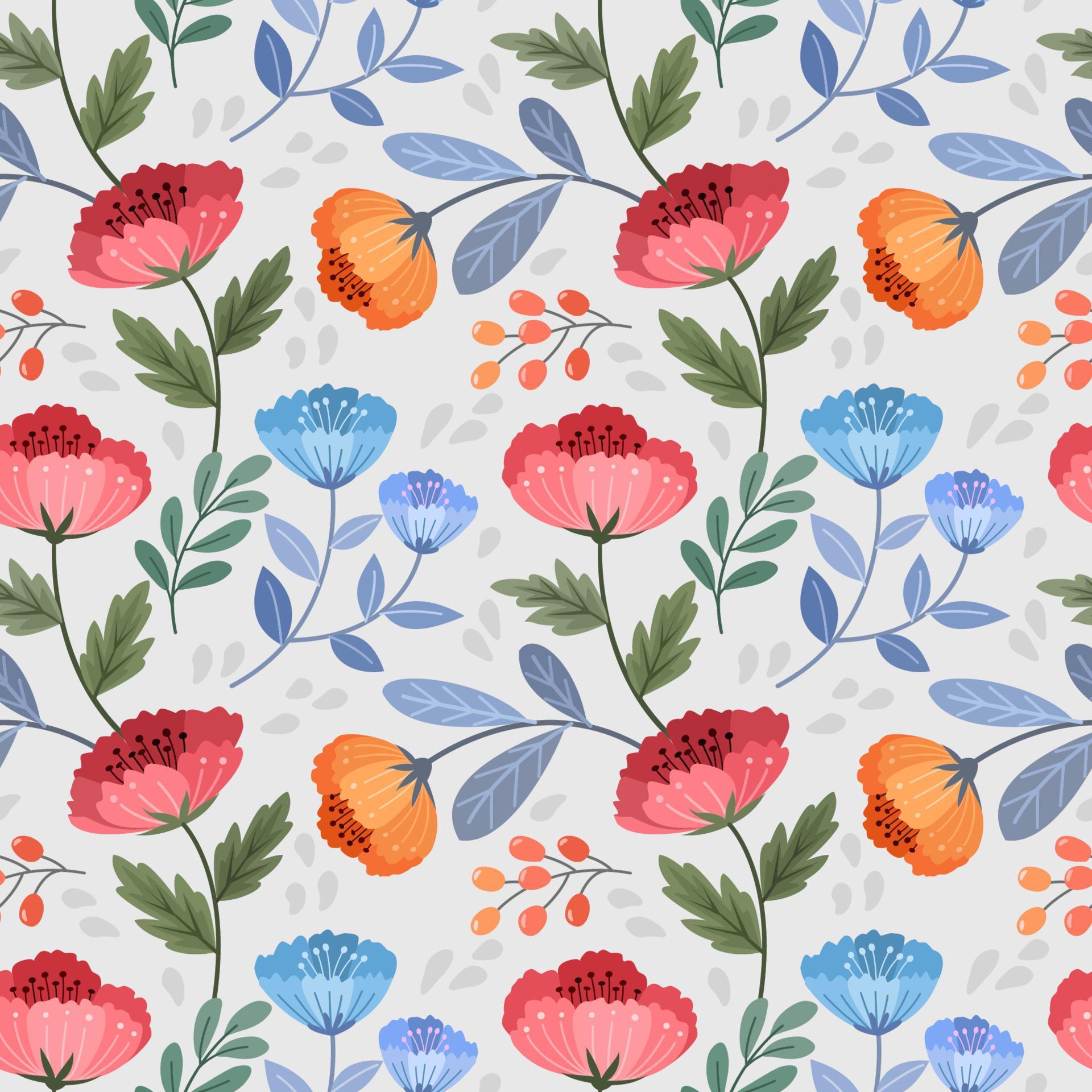 Colorful hand draw flowers seamless pattern for fabric textile wallpaper. Stock Free