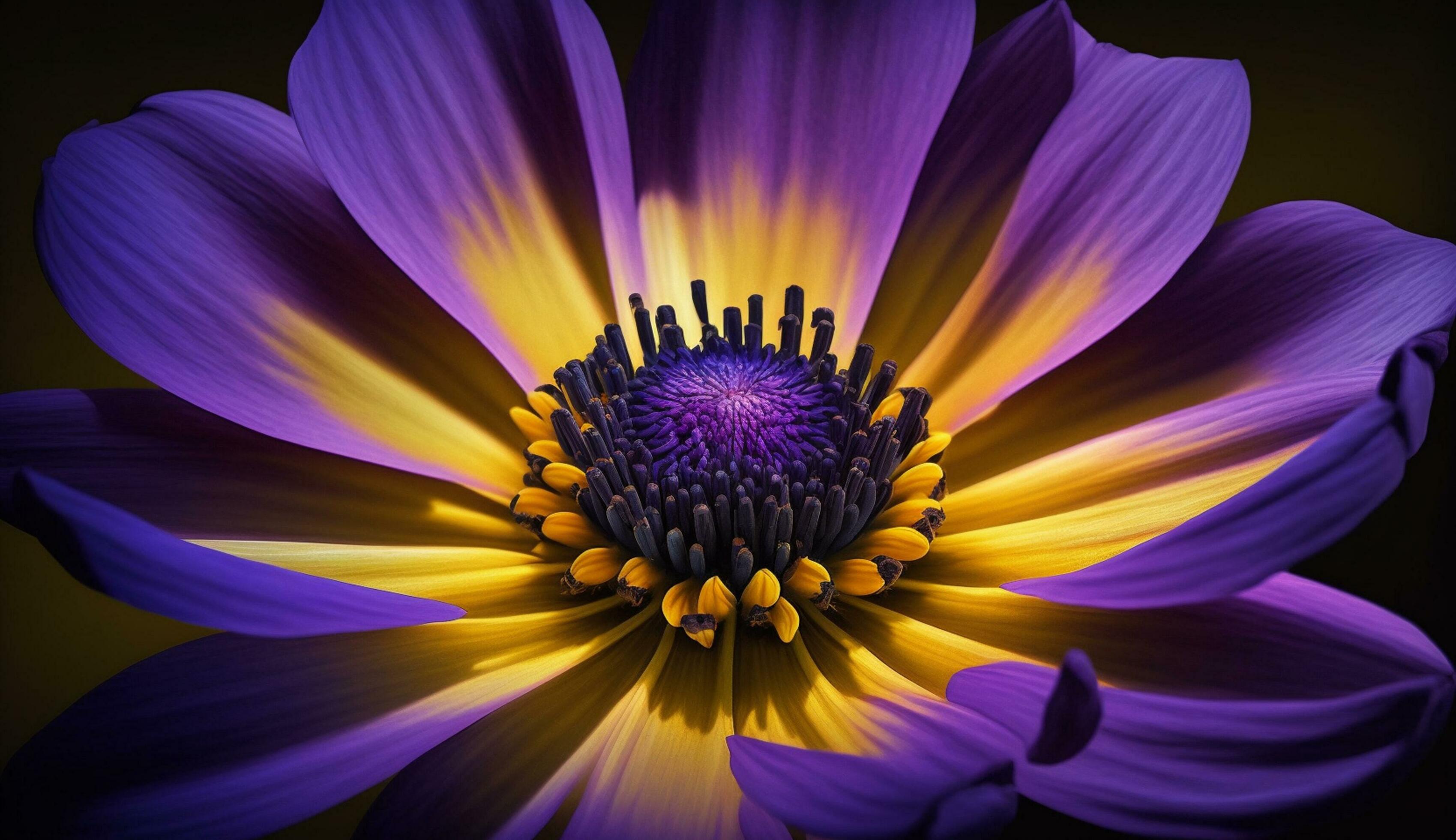 Close up of single purple flower head, macro shot ,generative AI Stock Free