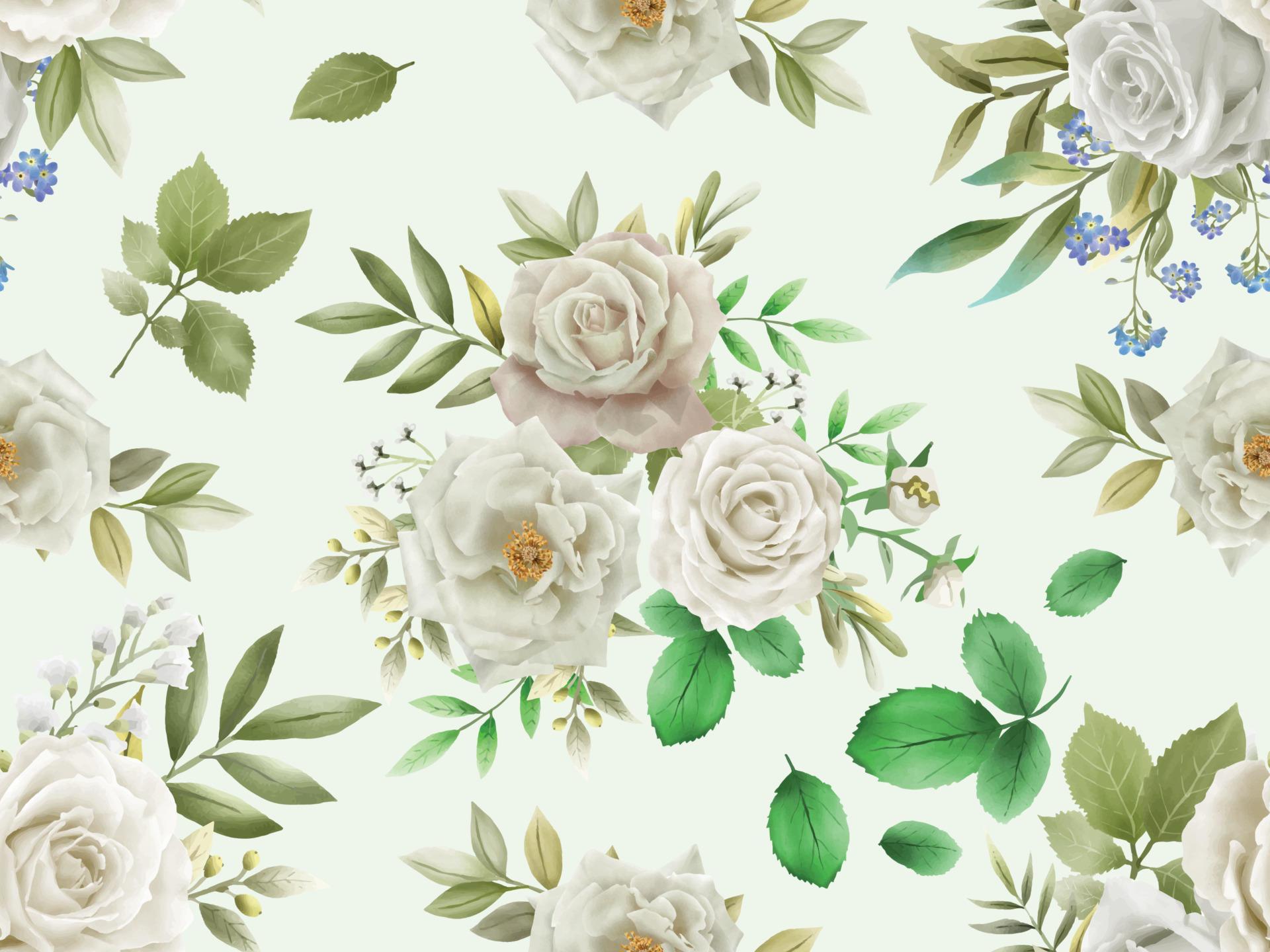 Elegant seamless pattern white flowers design Stock Free