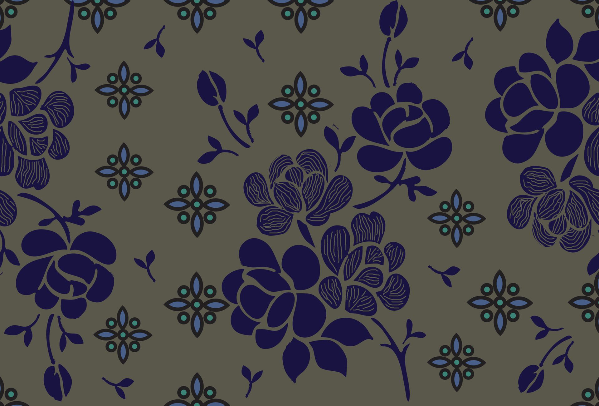 Indonesian batik motifs with very distinctive plant patterns Free Vector