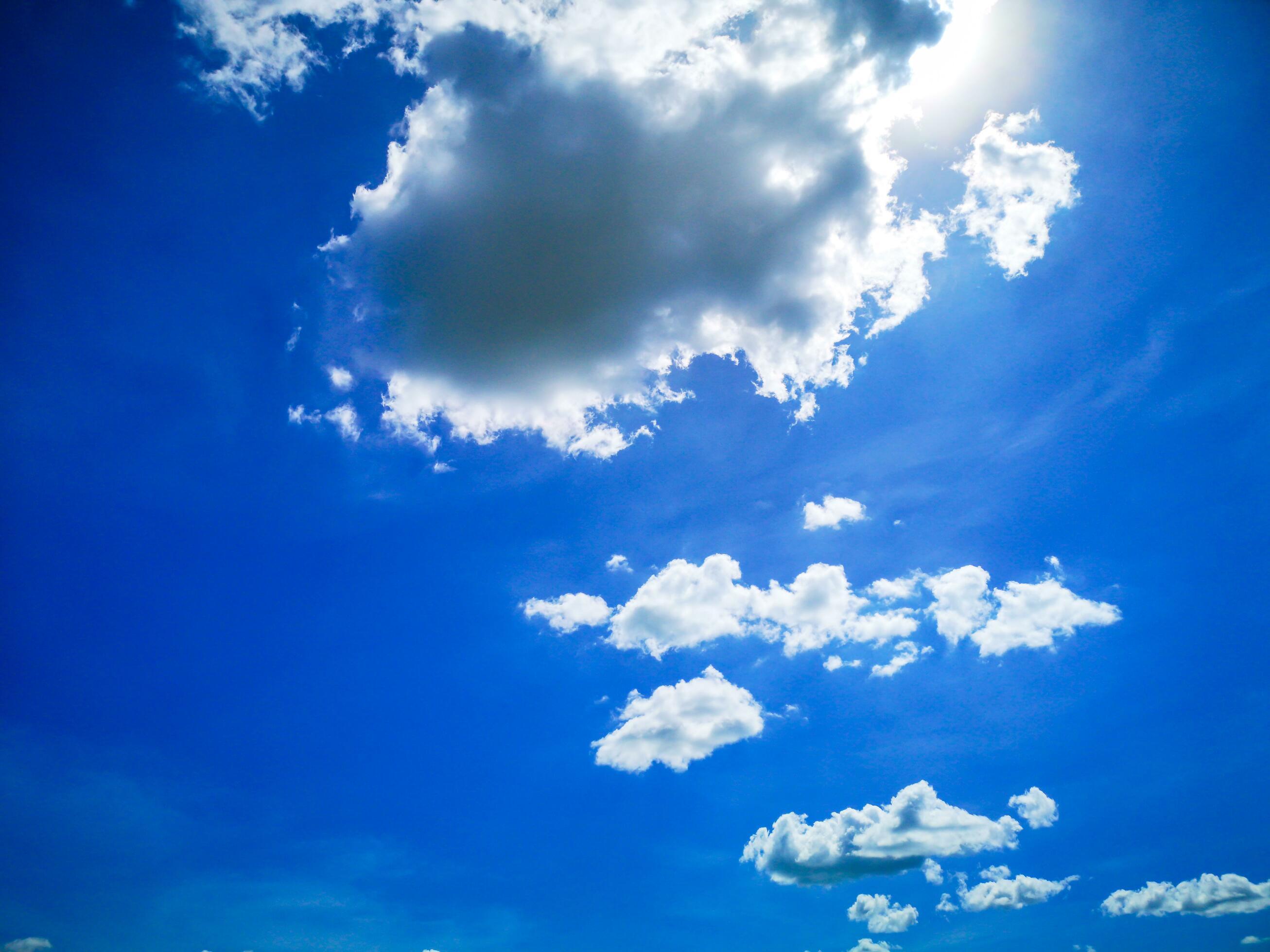 clouds and blue sunny sky, white clouds over blue sky, Aerial view, nature blue sky white cleat weather. Stock Free