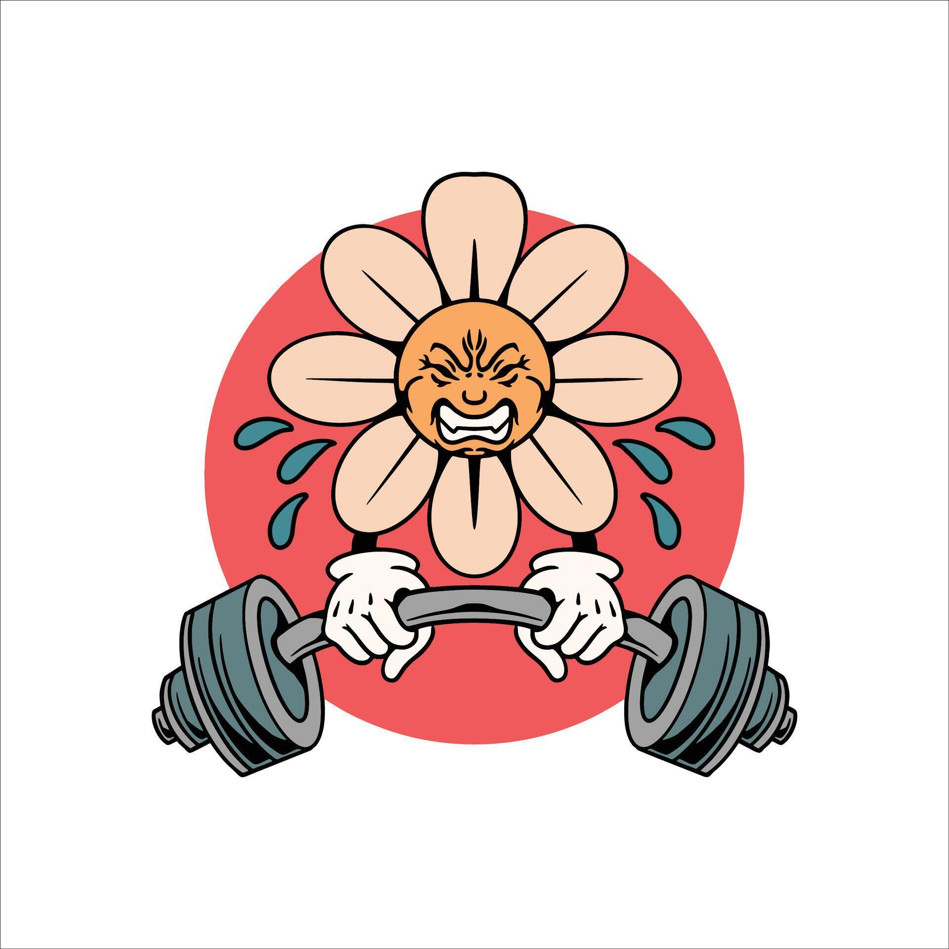 gym flower tattoo vector design Stock Free