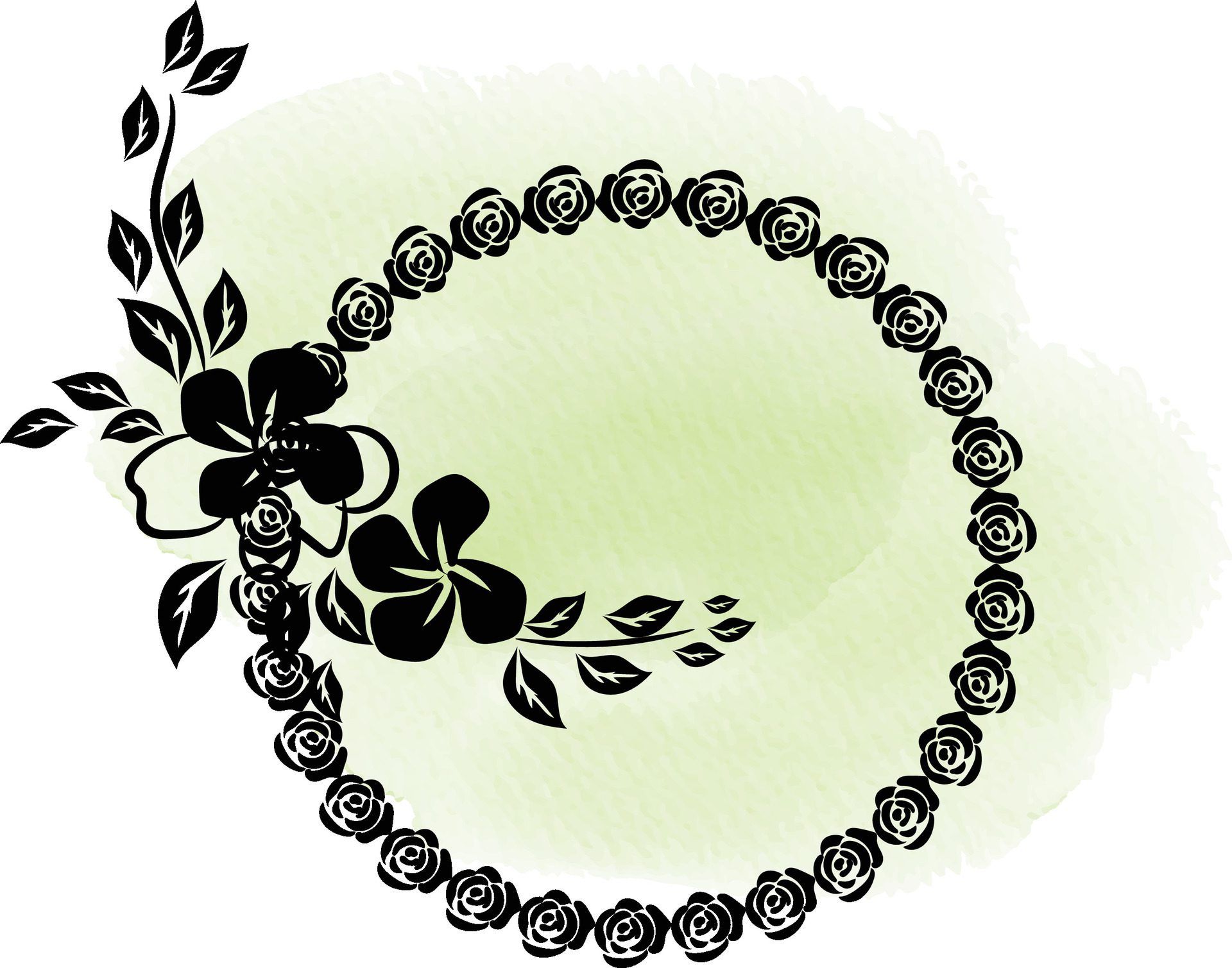 realistic hand drawn flowers with blank banner Free Vector