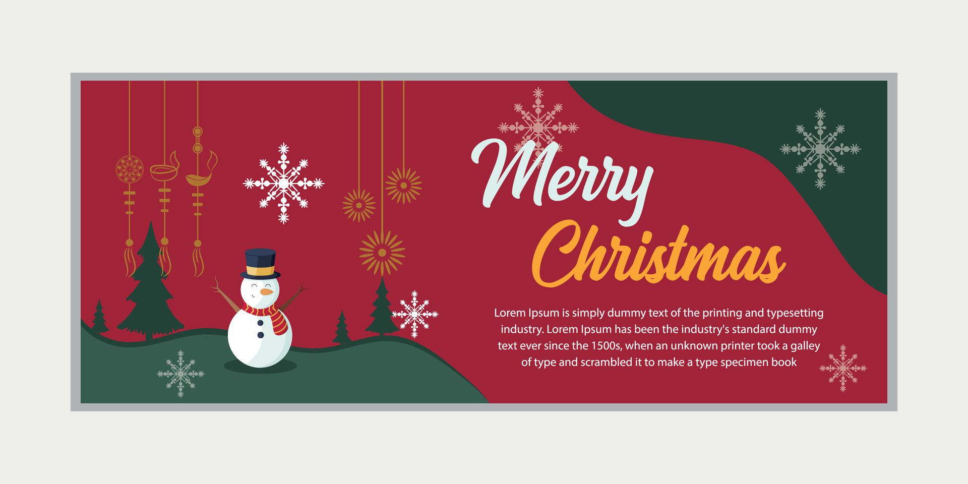 merry christmas banner set and happy new year banner, social media cover and web banner,Merry Christmas design for greeting card, Free Vector