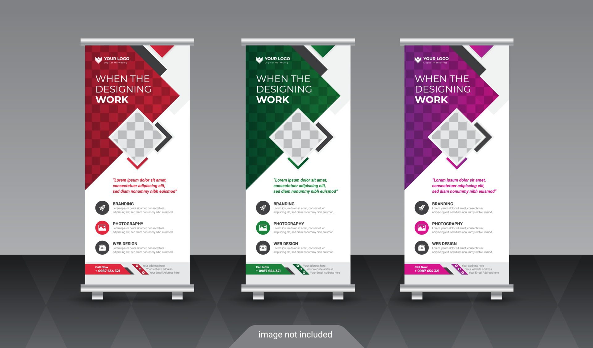 Design of vector white roll-up banners Free Vector