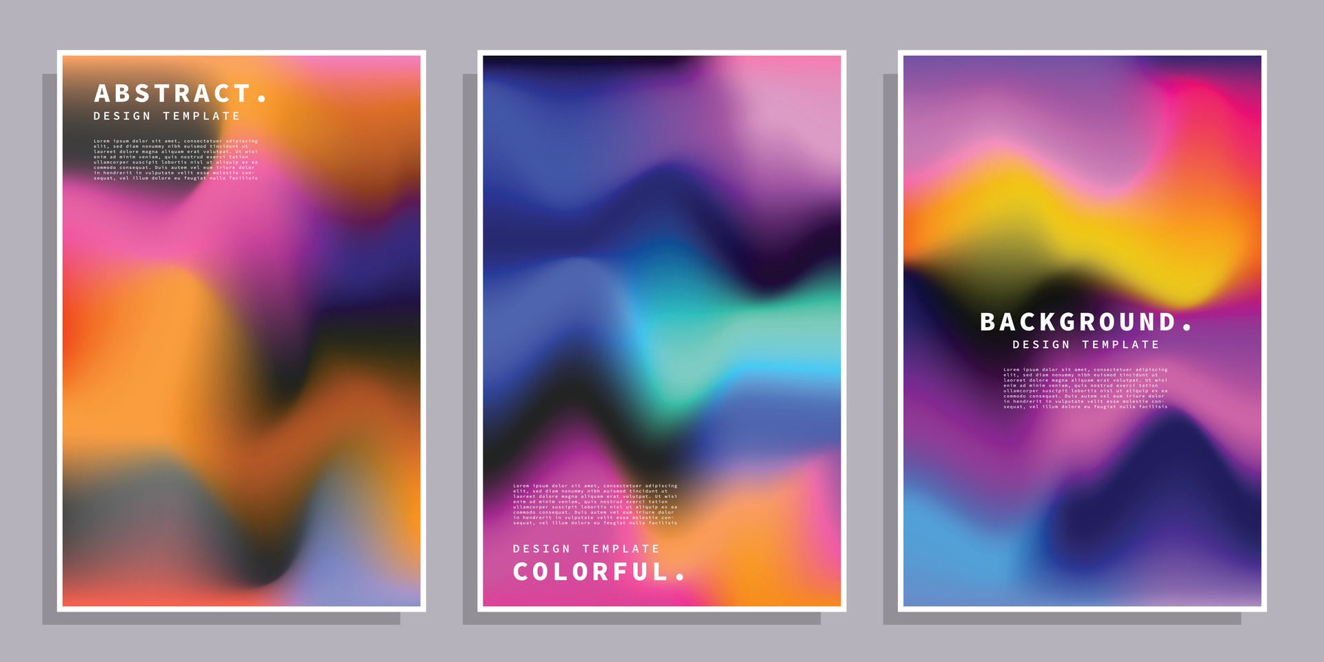 Colorful fluid gradient background template set. Abstract liquid color gradation design. Suitable for poster, banner, cover, or presentation. Free Vector