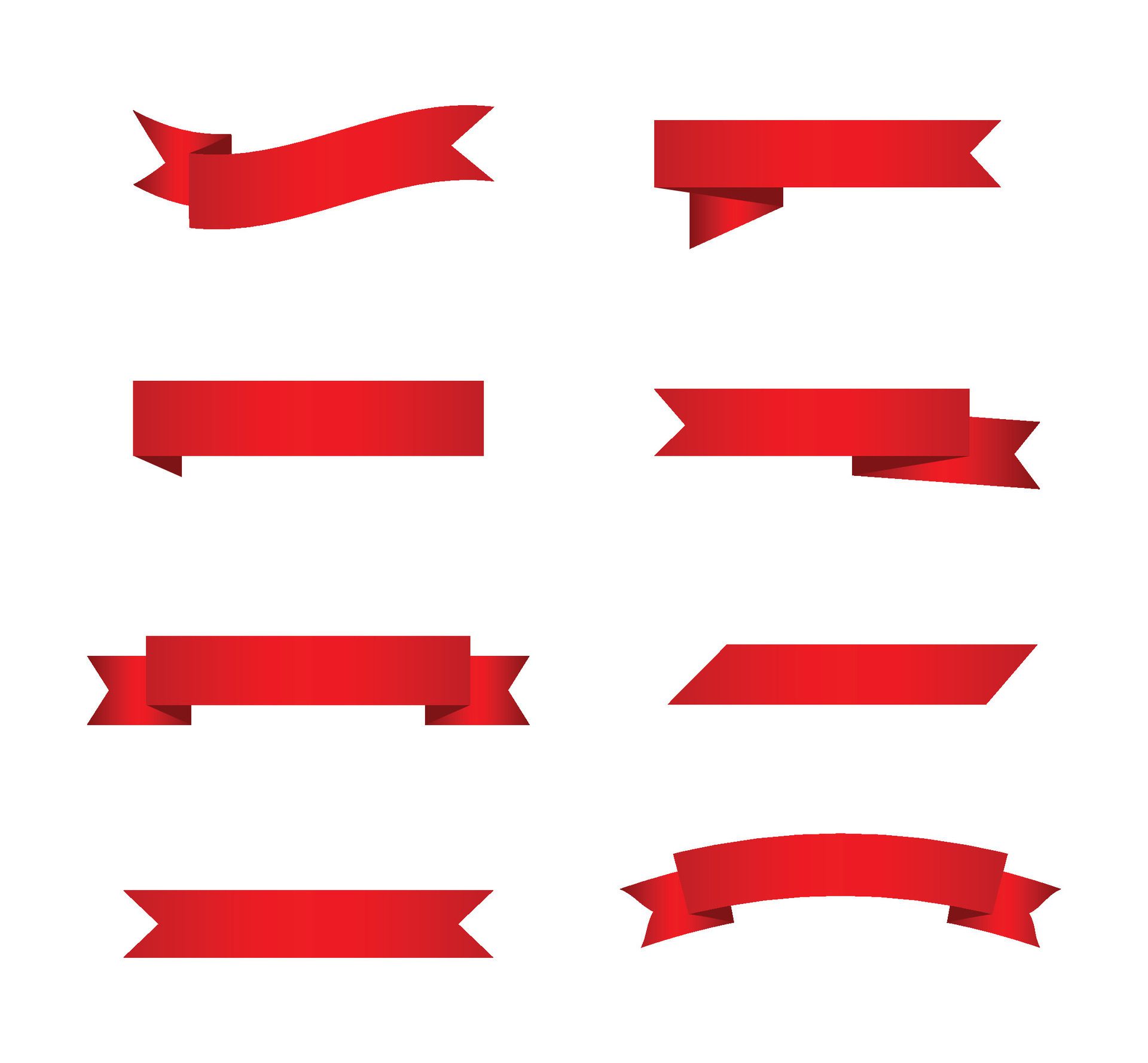 Set of red ribbon banner on white Free Vector