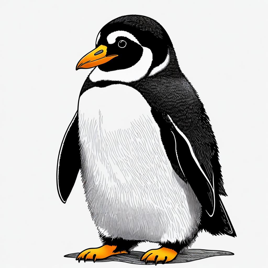 Pingüino arte lineal by by @ai_generated