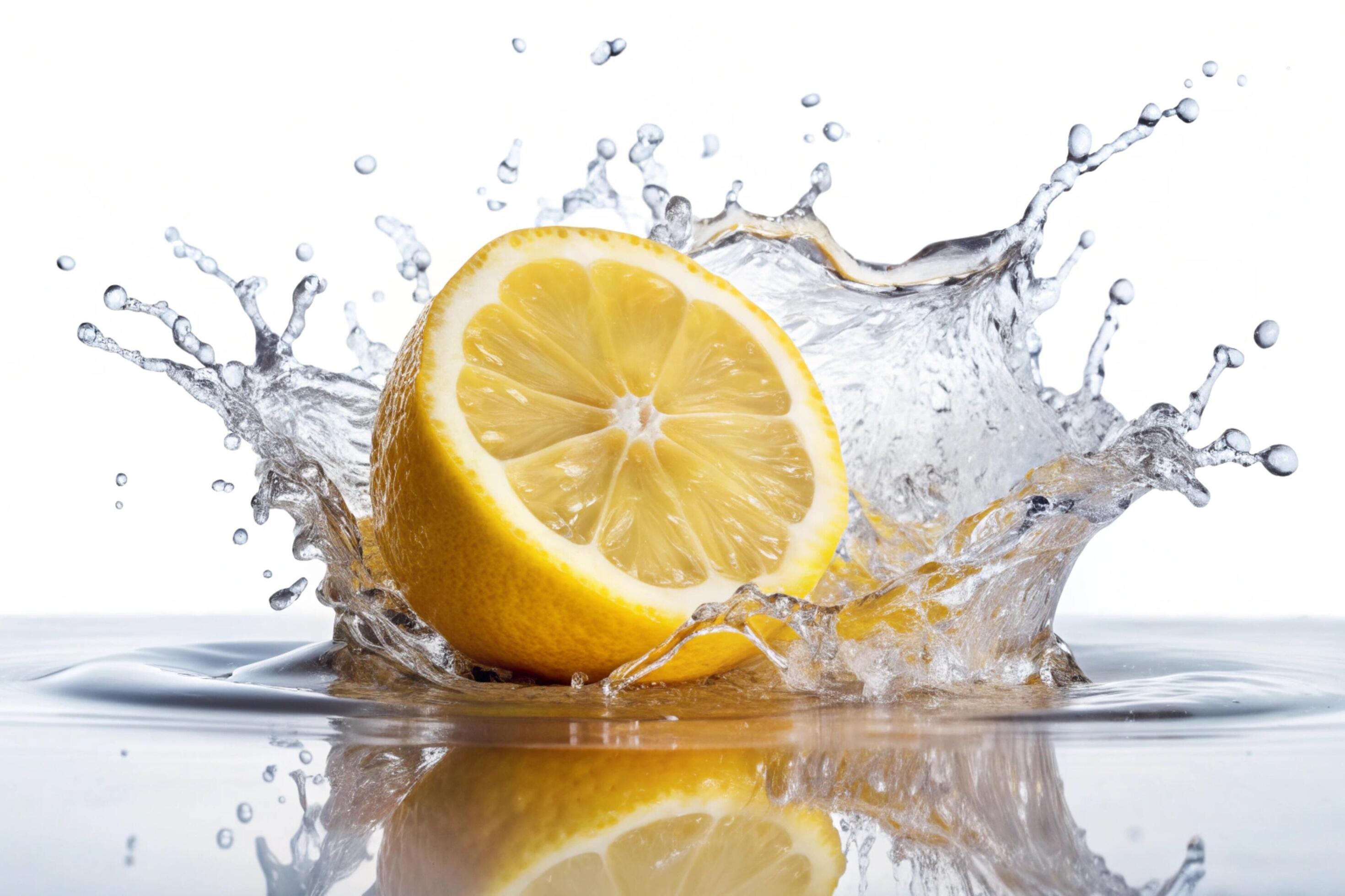 Lemon splashes on white background Stock Free