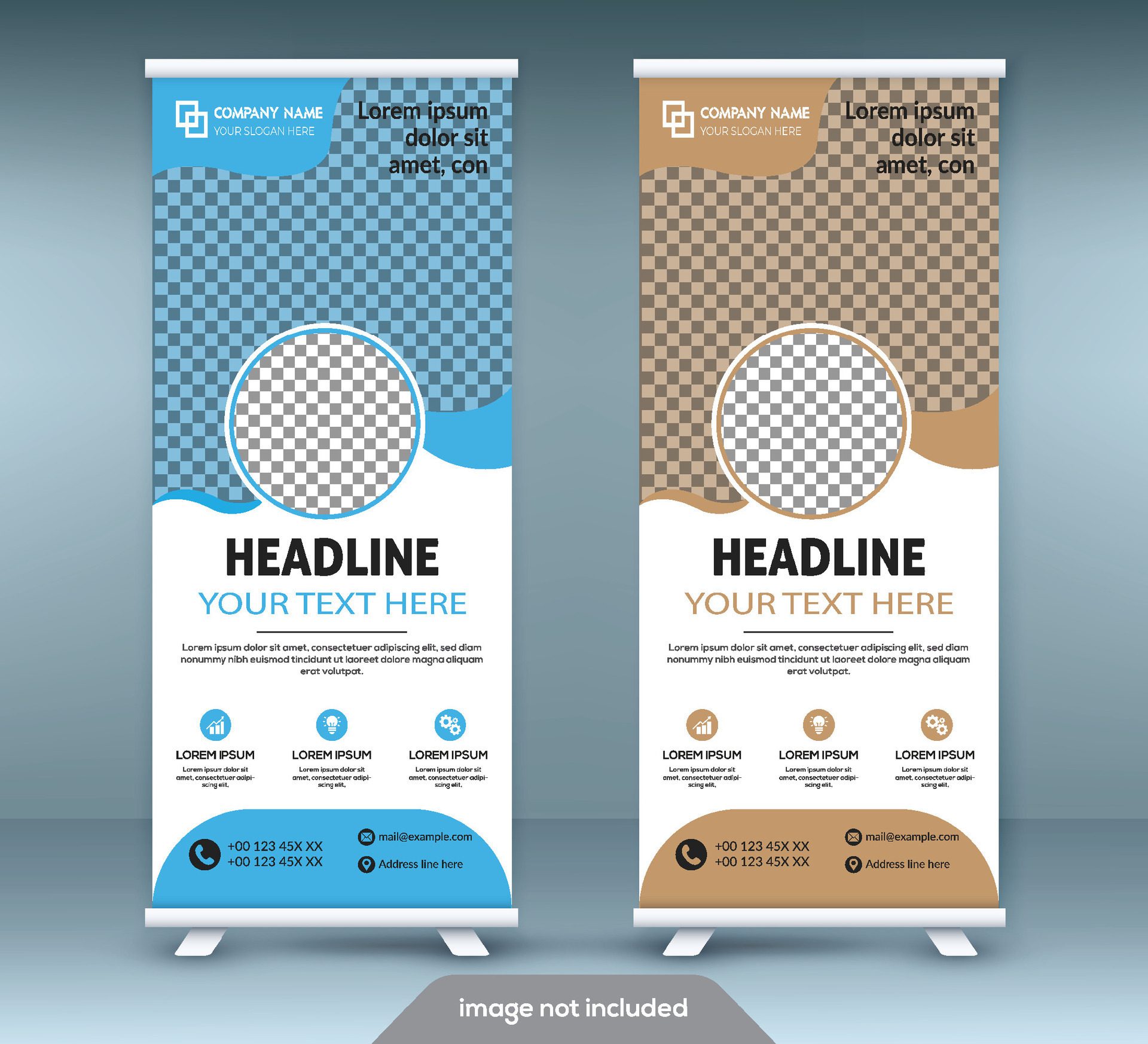 Roll up banner stand template design. Vertical banner template. Universal stand for conference, seminar, exhibitions Free Vector