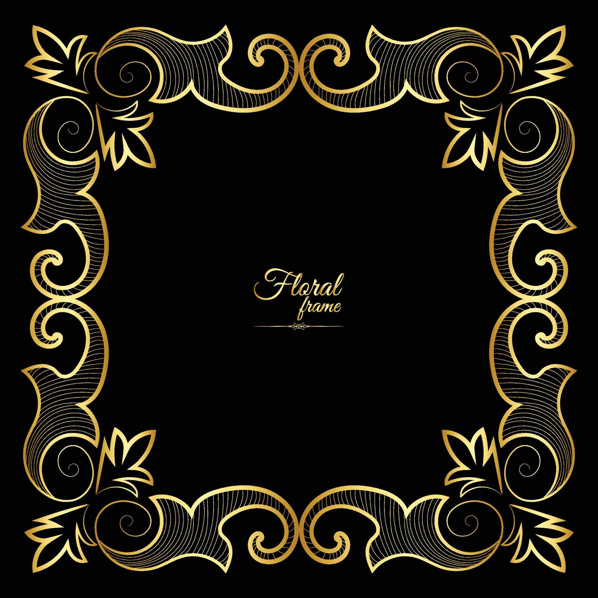 Vector luxury decorative golden vintage frames and borders. retro ornamental frame art and flower isolated floral background Stock Free