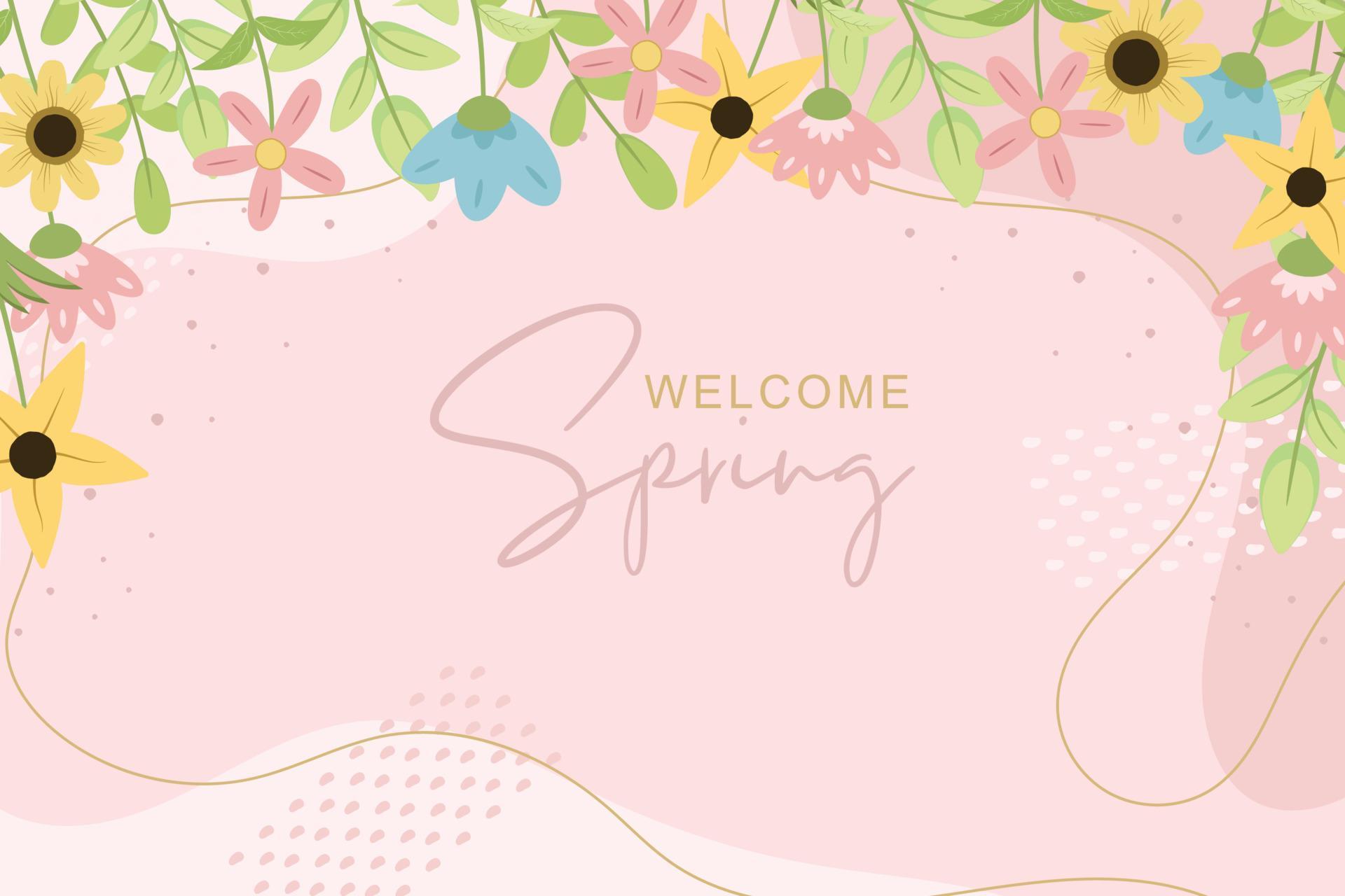 Beautiful hand drawn spring flower background Stock Free