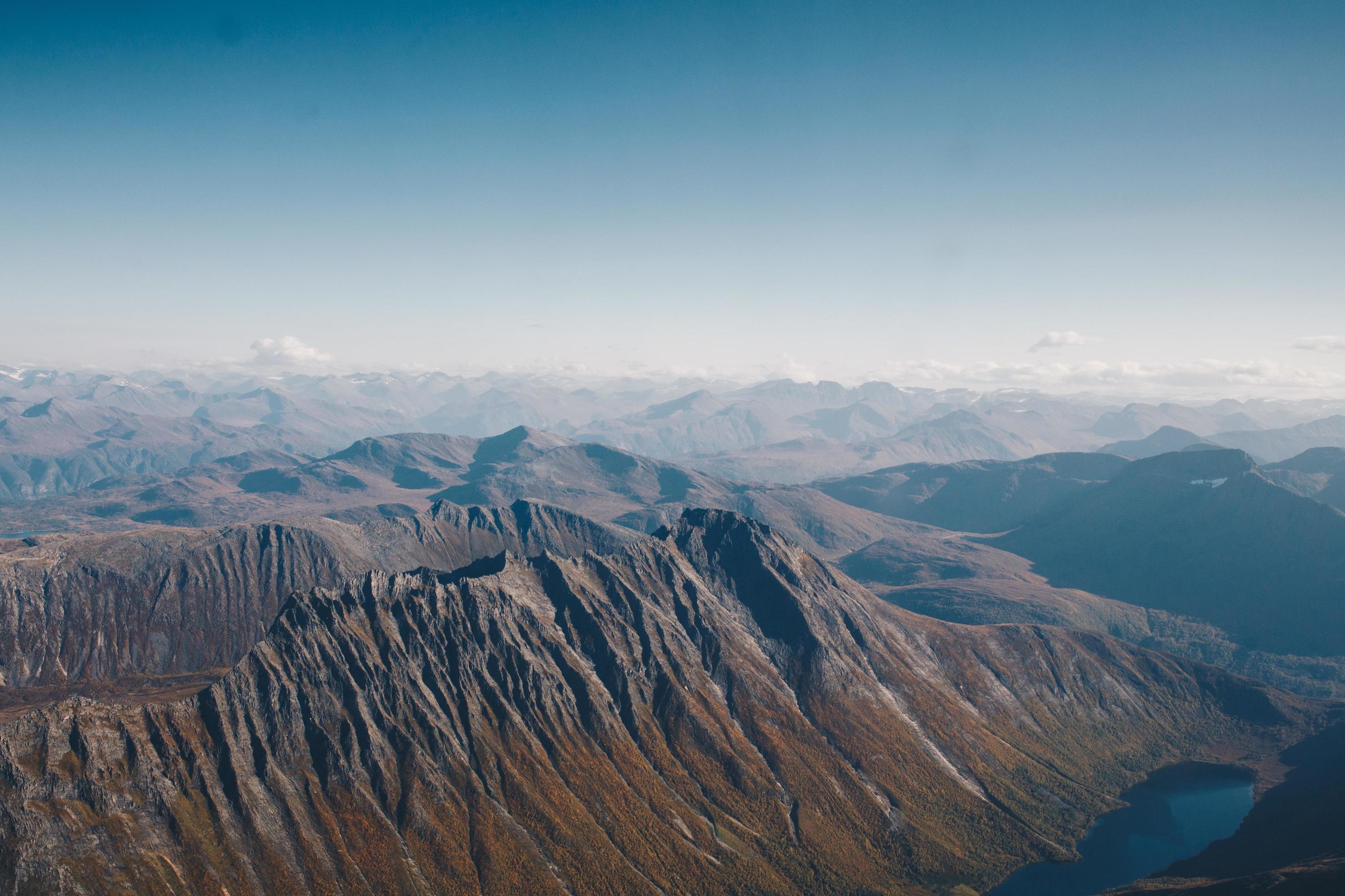 Aerial view of mountains Stock Free