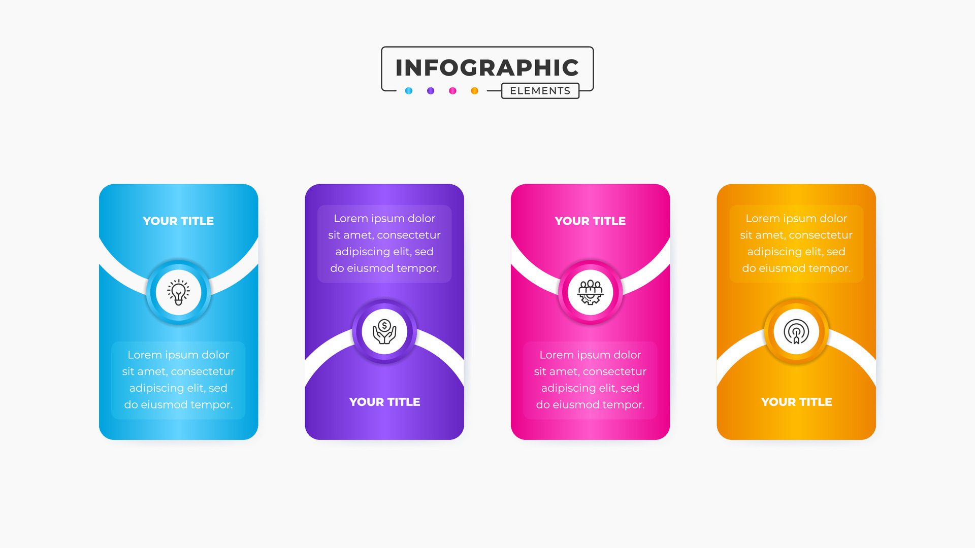 Business banner label infographic design template with 4 steps or options Free Vector