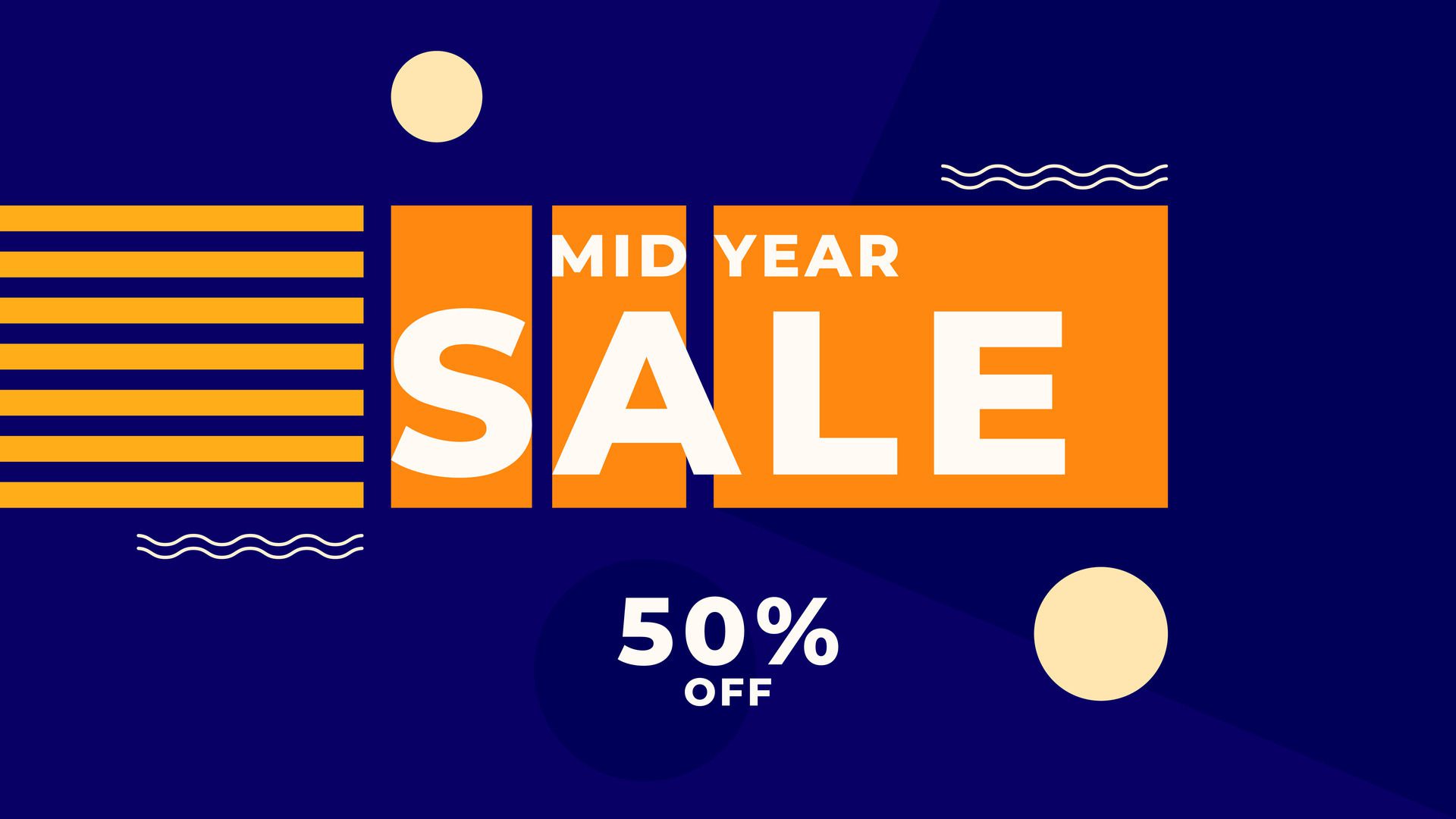 MID YEAR SALE OFFERS AND PROMOTION TEMPLATE BANNER DESIGN.COLORFUL FLAT COLOR BACKGROUND VECTOR. GOOD FOR SOCIAL MEDIA POST, COVER , POSTER Free Vector