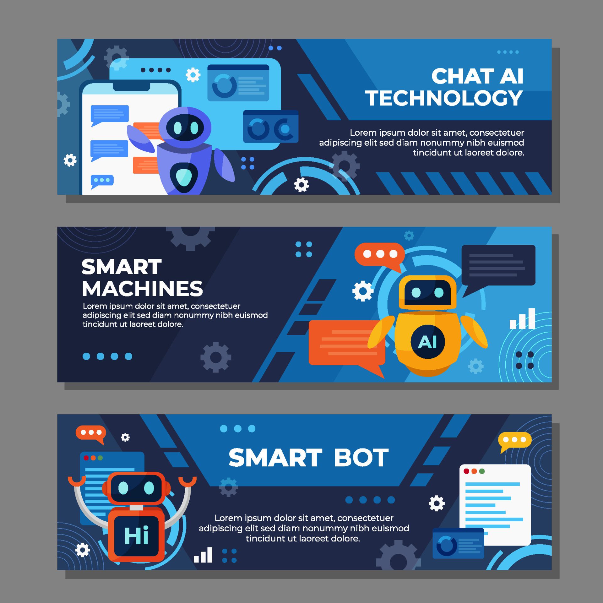 Chat AI Robot Banners Free Vector