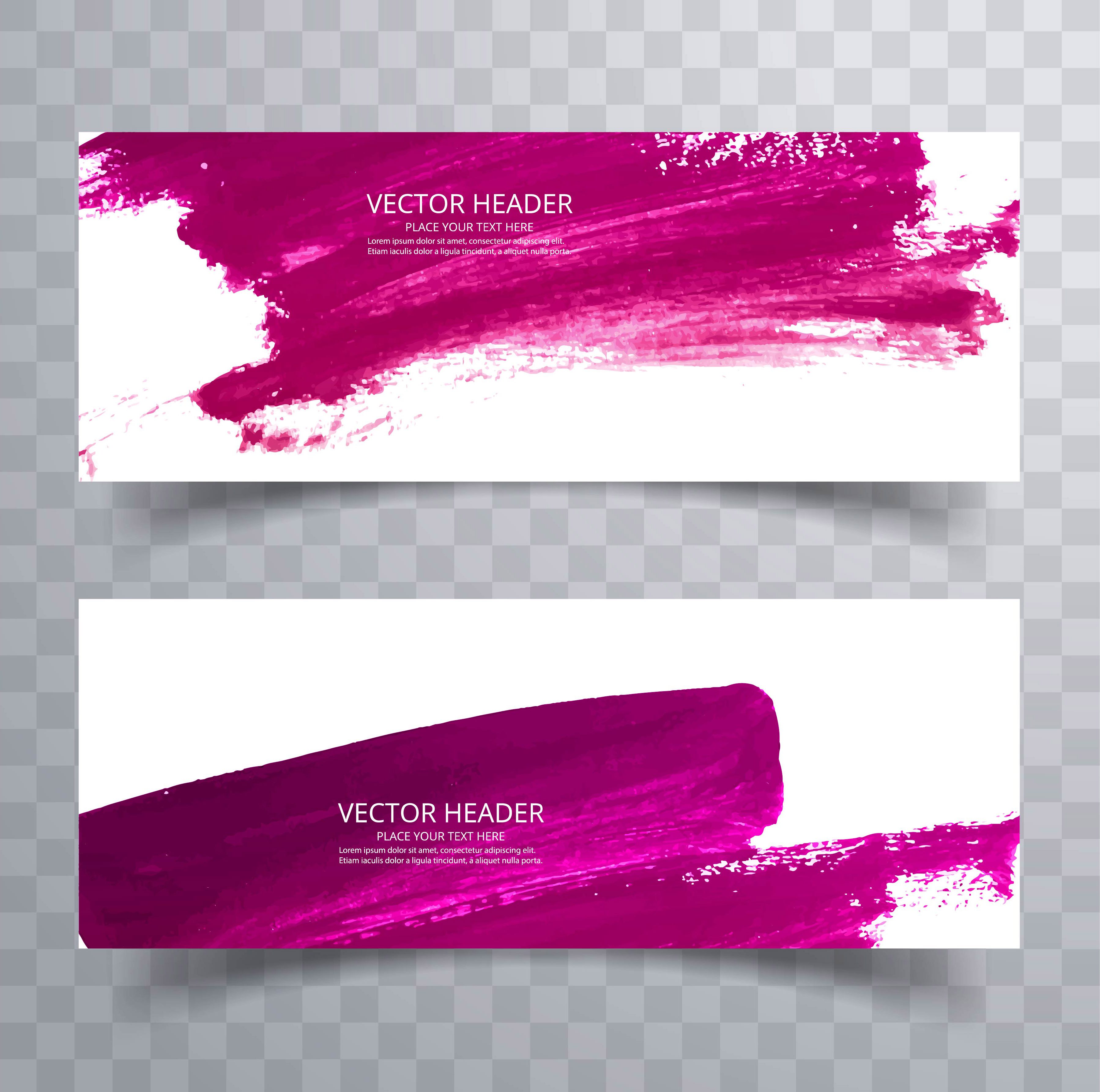 Beautiful watercolor stroke banners set design Free Vector