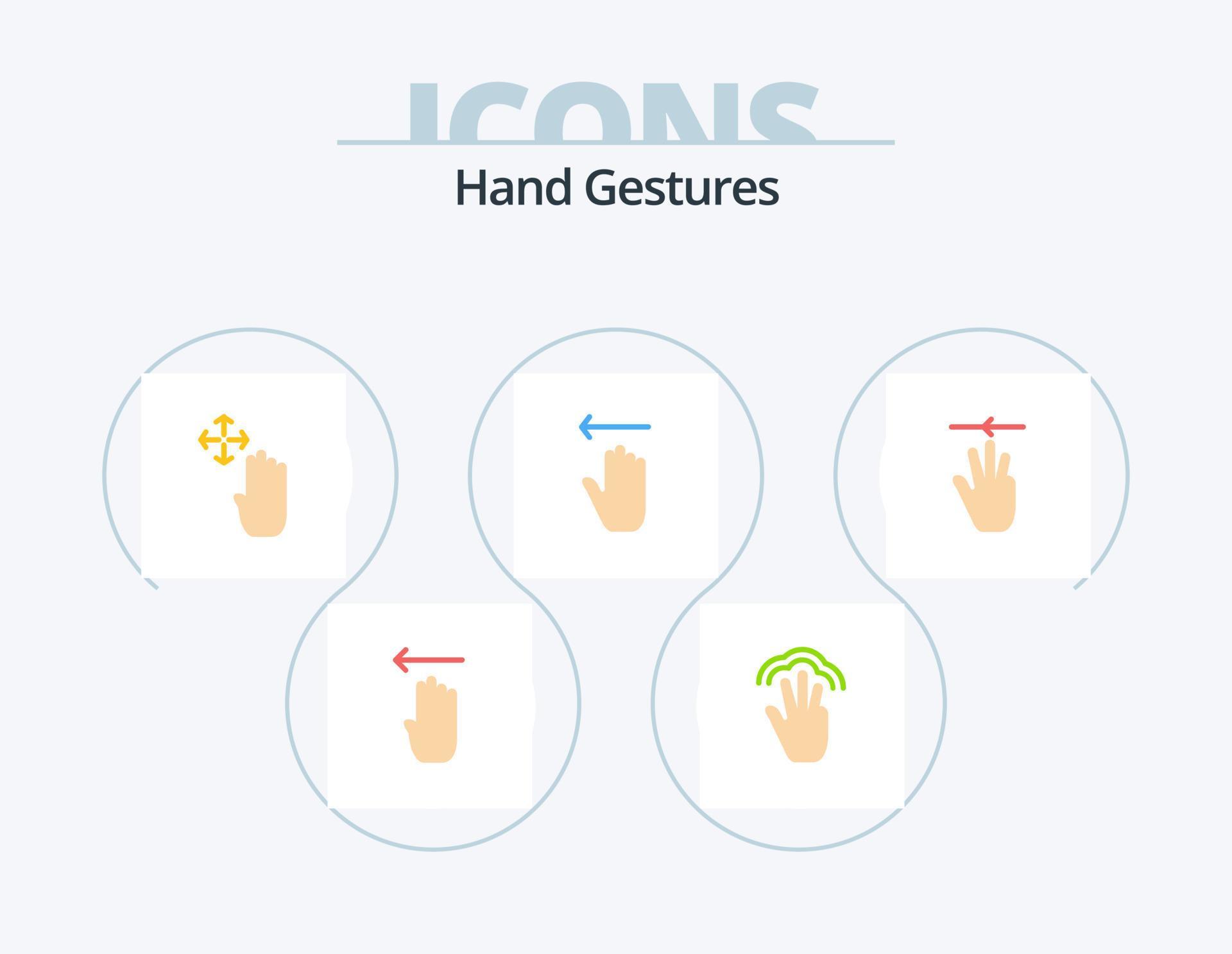 Hand Gestures Flat Icon Pack 5 Icon Design. hand. gestures. multiple touch. arrow. hold Stock Free