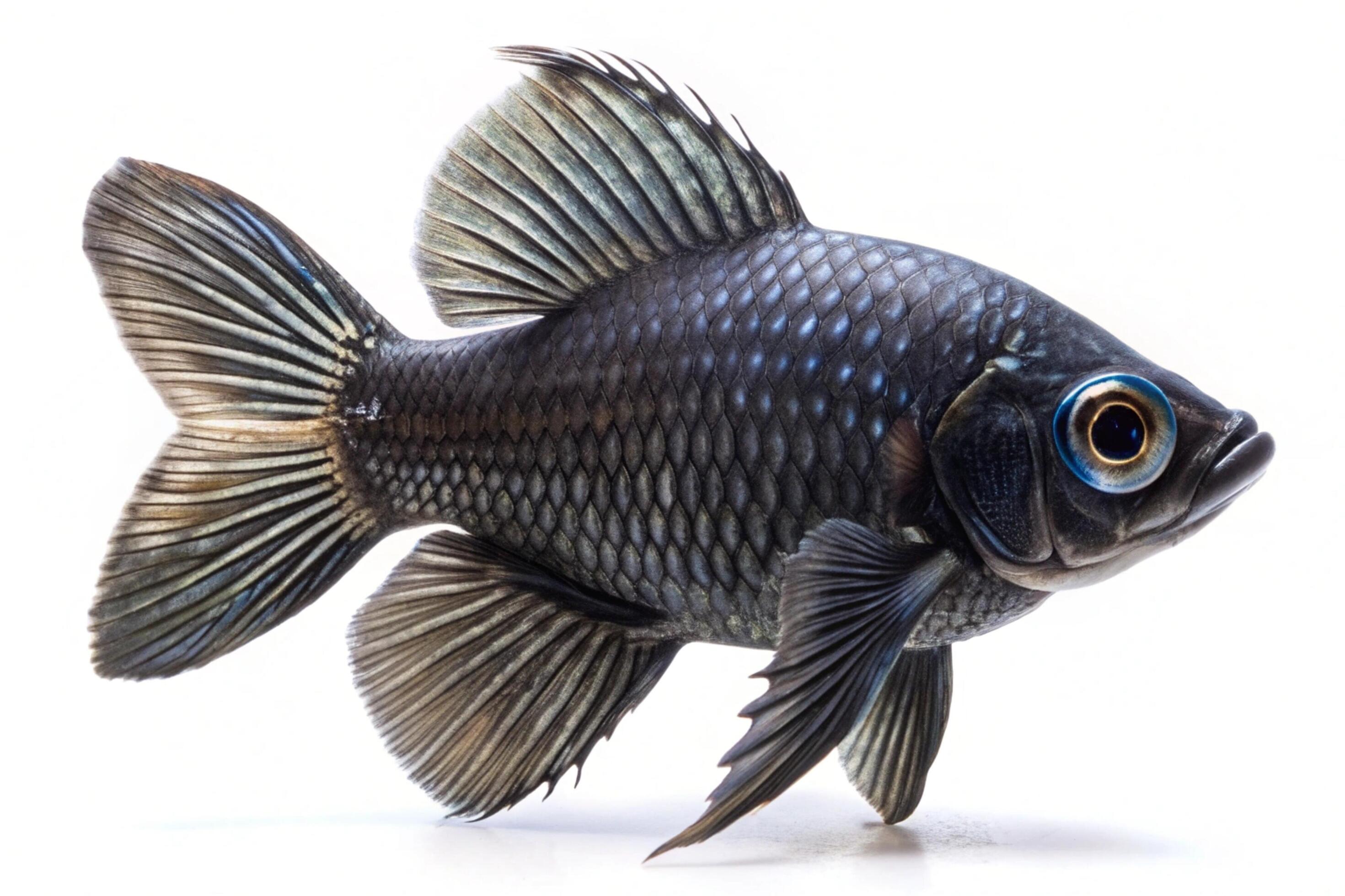 Black ornamental fish isolated on white background Stock Free