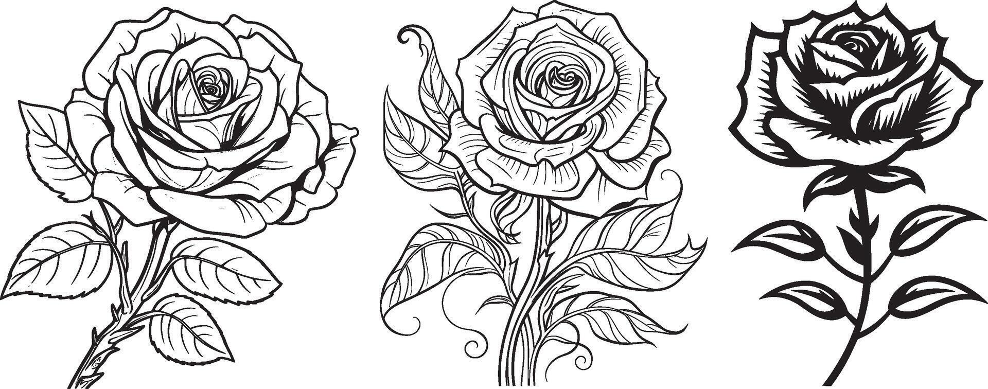 Rose Flower Line Art Logo Template Clipart Stock Free