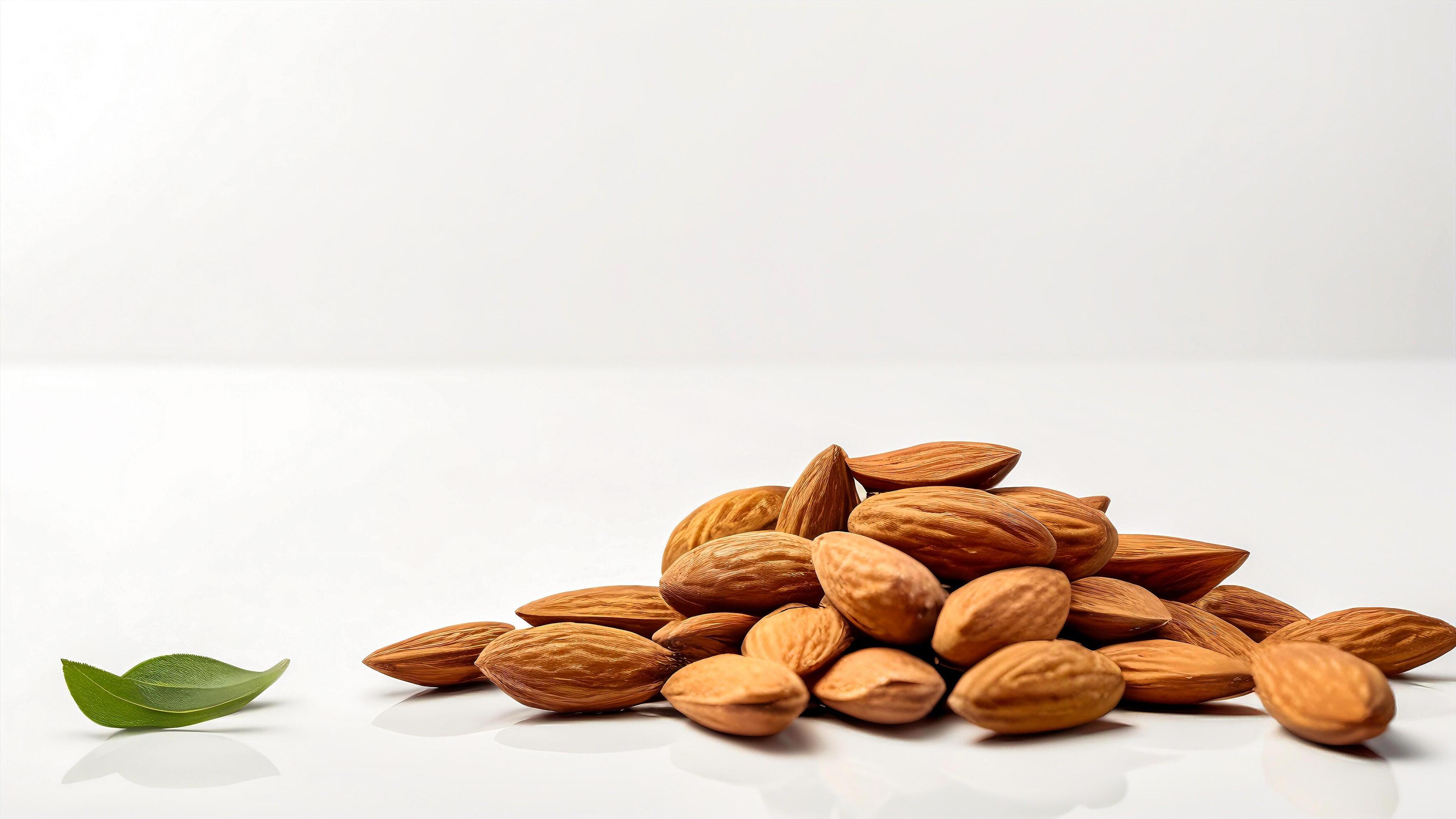 almond full-size beautifully on a clean white background Stock Free