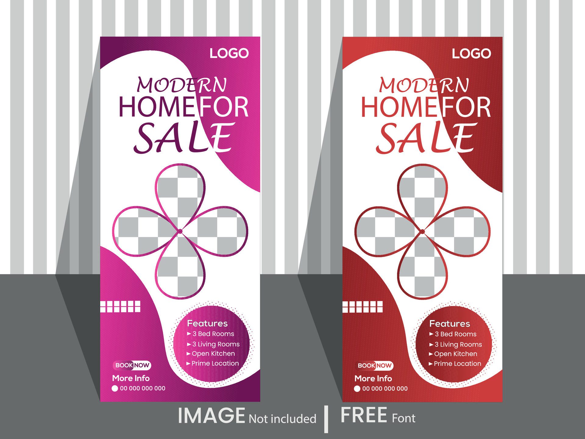 Roll up banner for real estate, home for sale real estate roll up banner, pull up banner template Free Vector