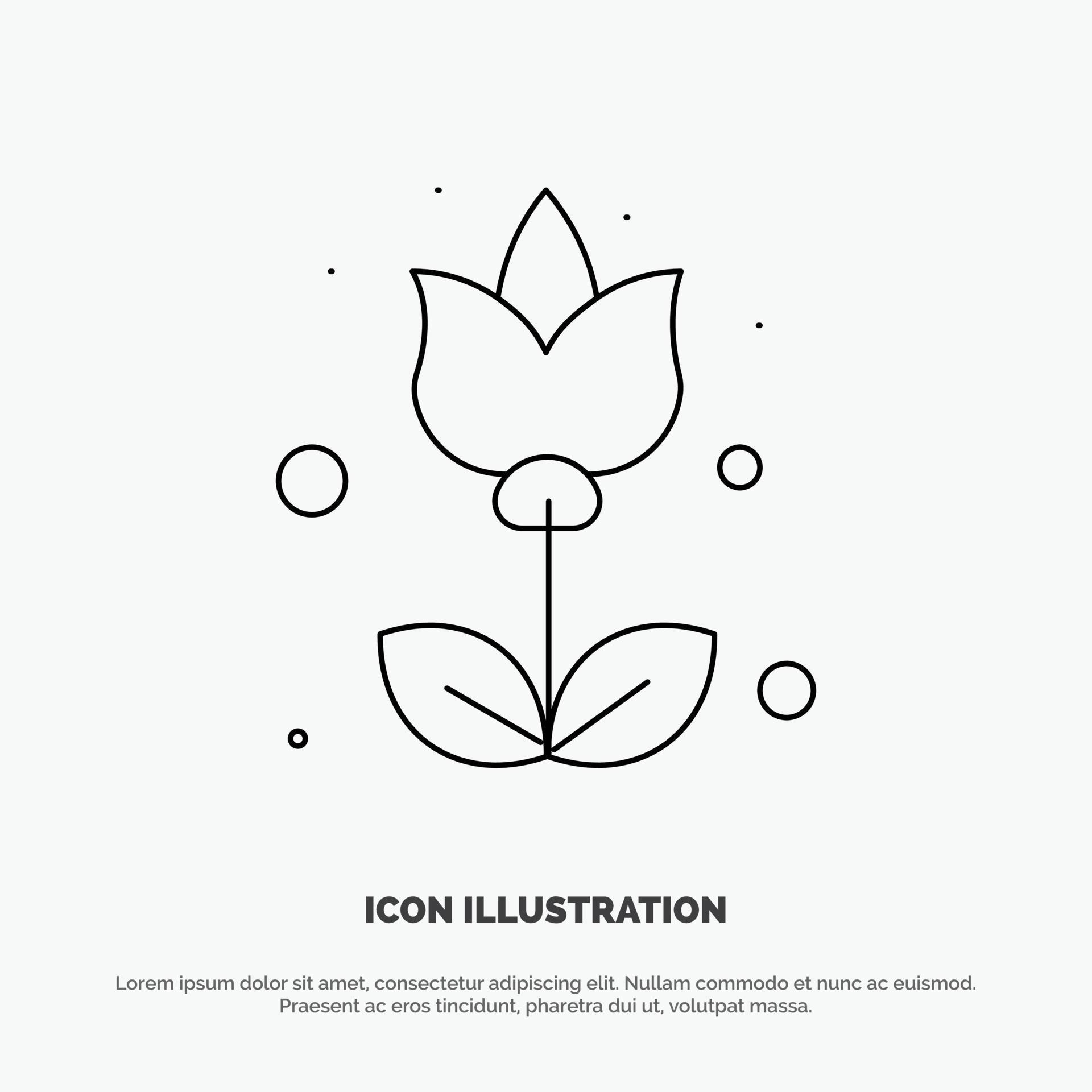 Flower Flora Floral Flower Line Icon Vector Stock Free