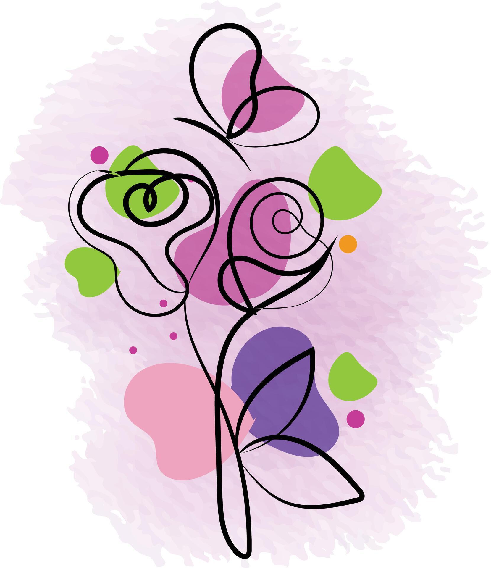 Butterfly Flower Rose Line Art Stock Free