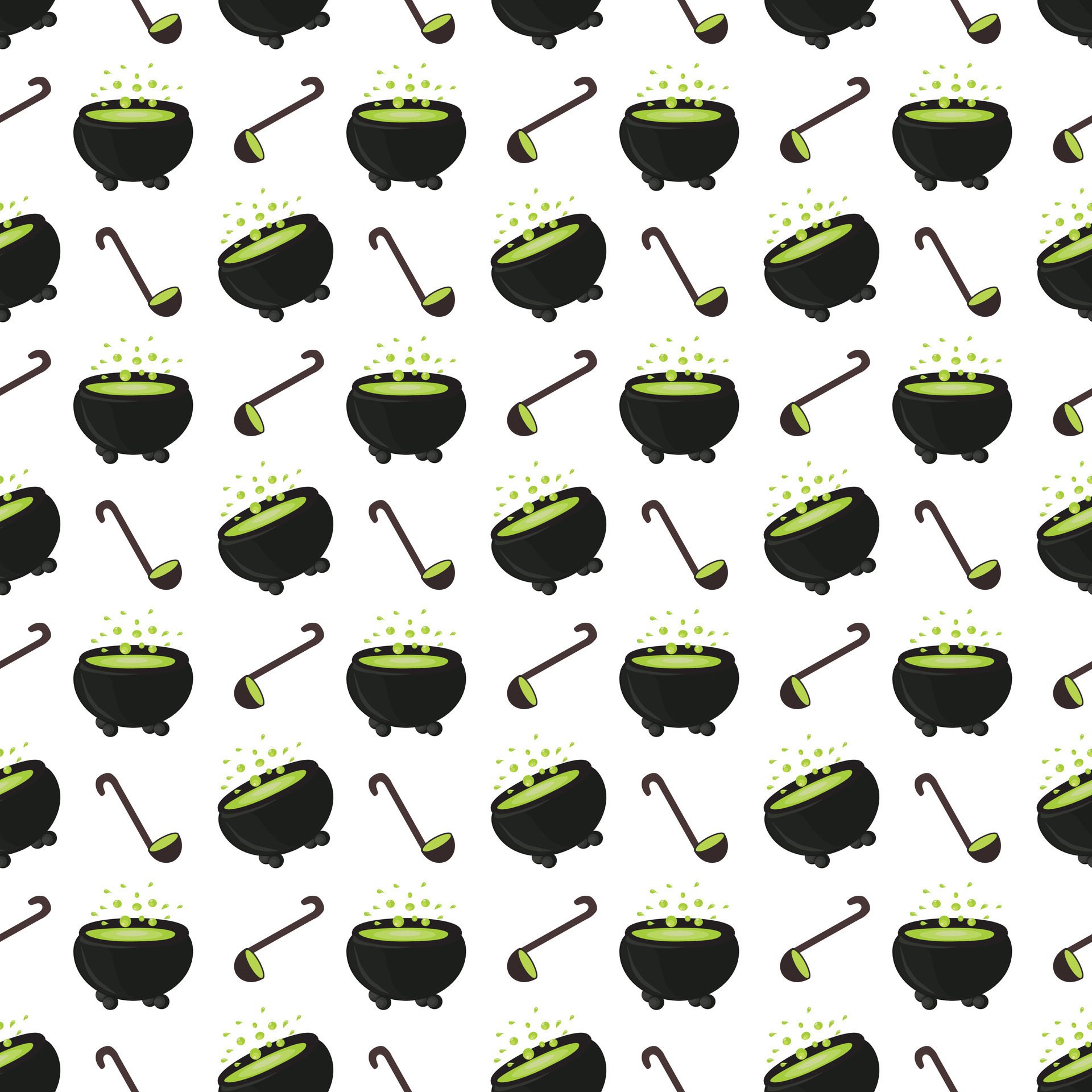 Witch’s cauldron with boiling magic potion. Seamless pattern. illustration. Free Vector