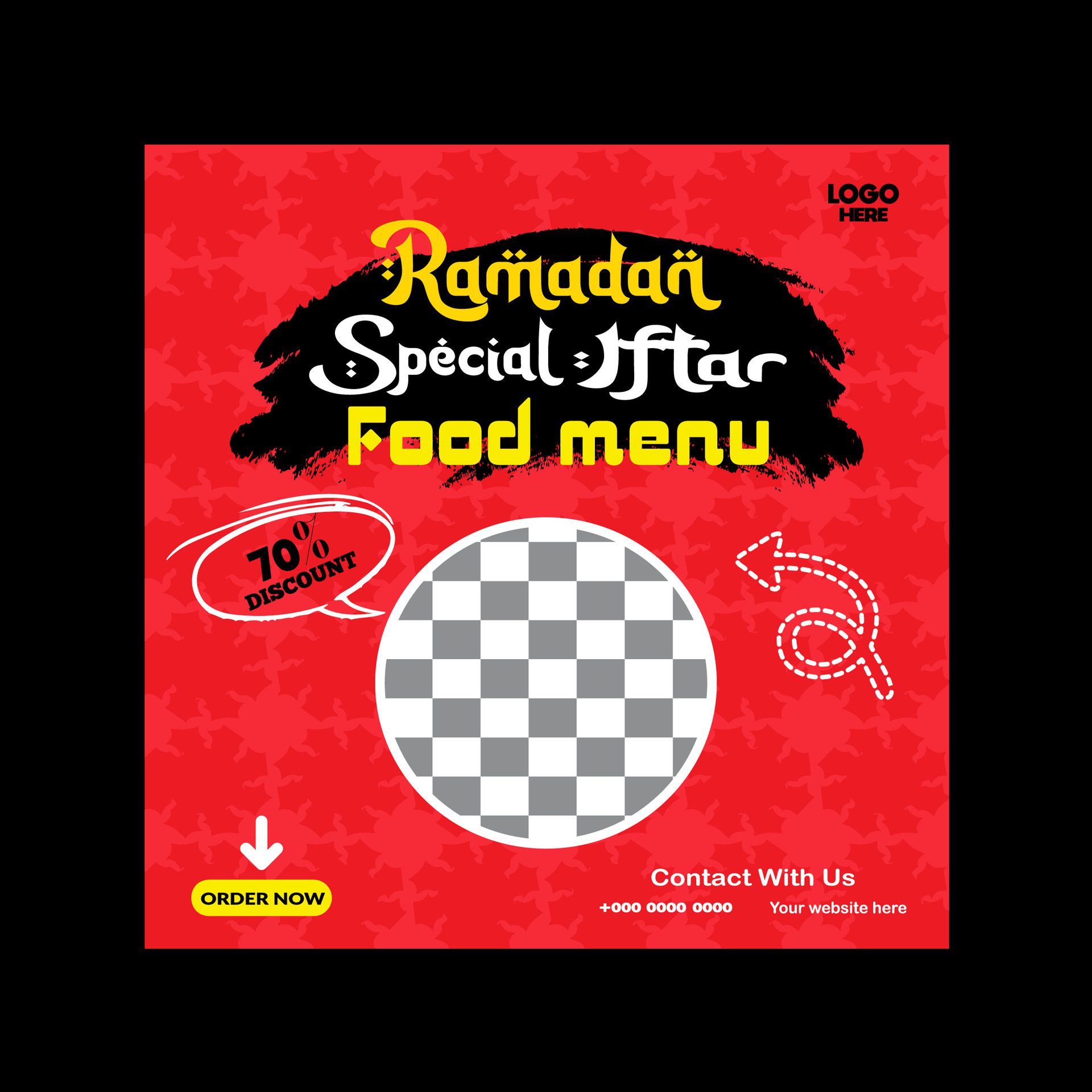 Ramadan iftar menu food post design and social media banner template Free Vector