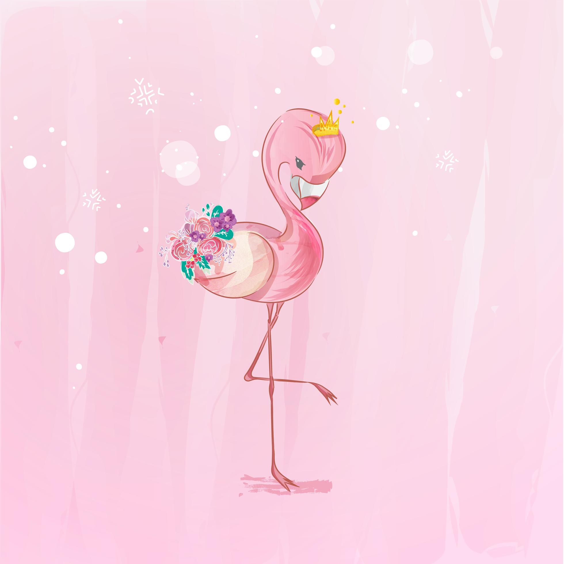 Pink Flamingo with flowers Stock Free